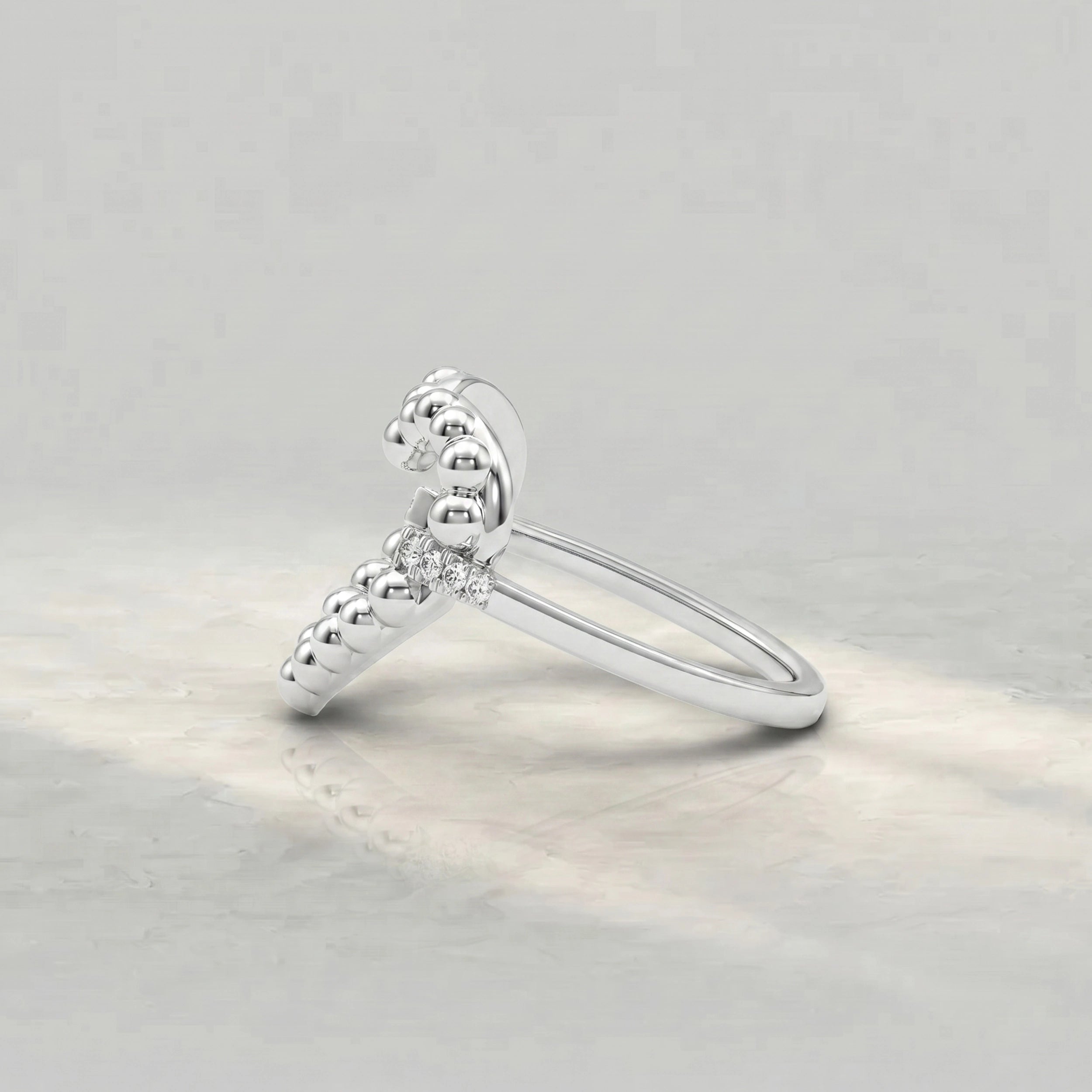 Open Heart Shape Round Diamond Bubble Ring