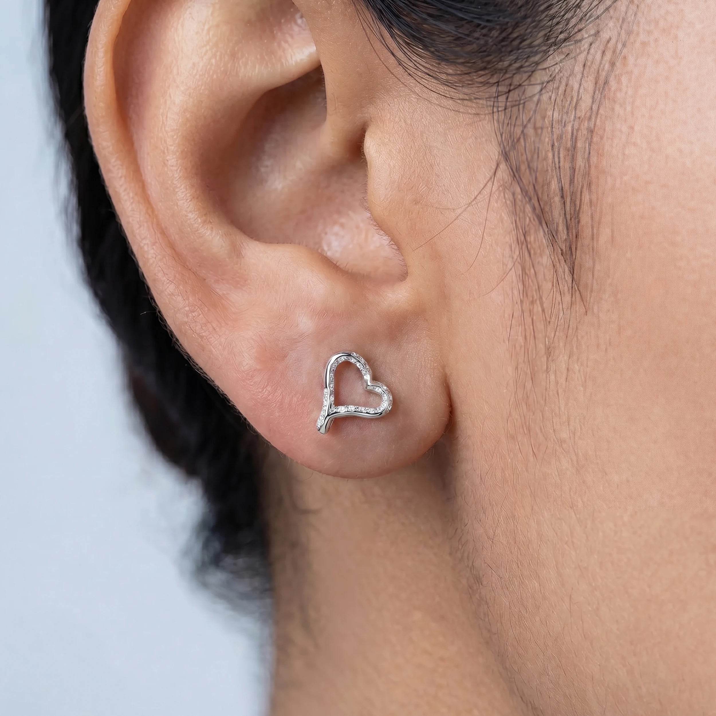 Open Heart Shape Round Diamond Stud Earrings Earrings