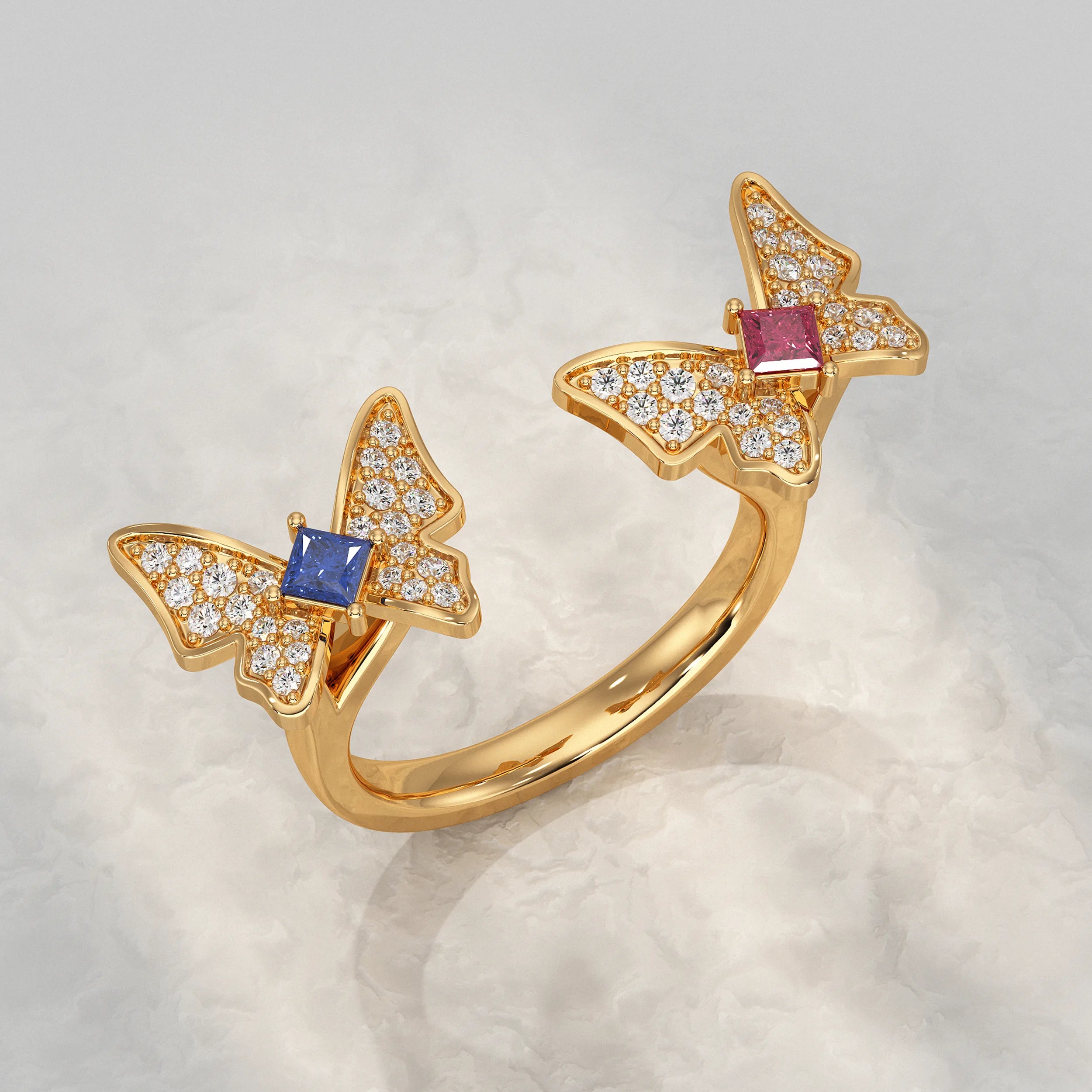 Open Cuff Butterfly Lab Diamond Ring
