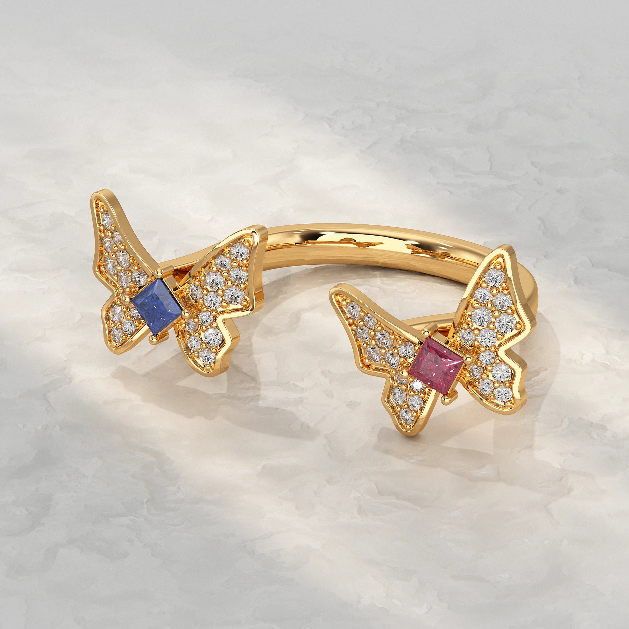 Open Cuff Butterfly Lab Diamond Ring