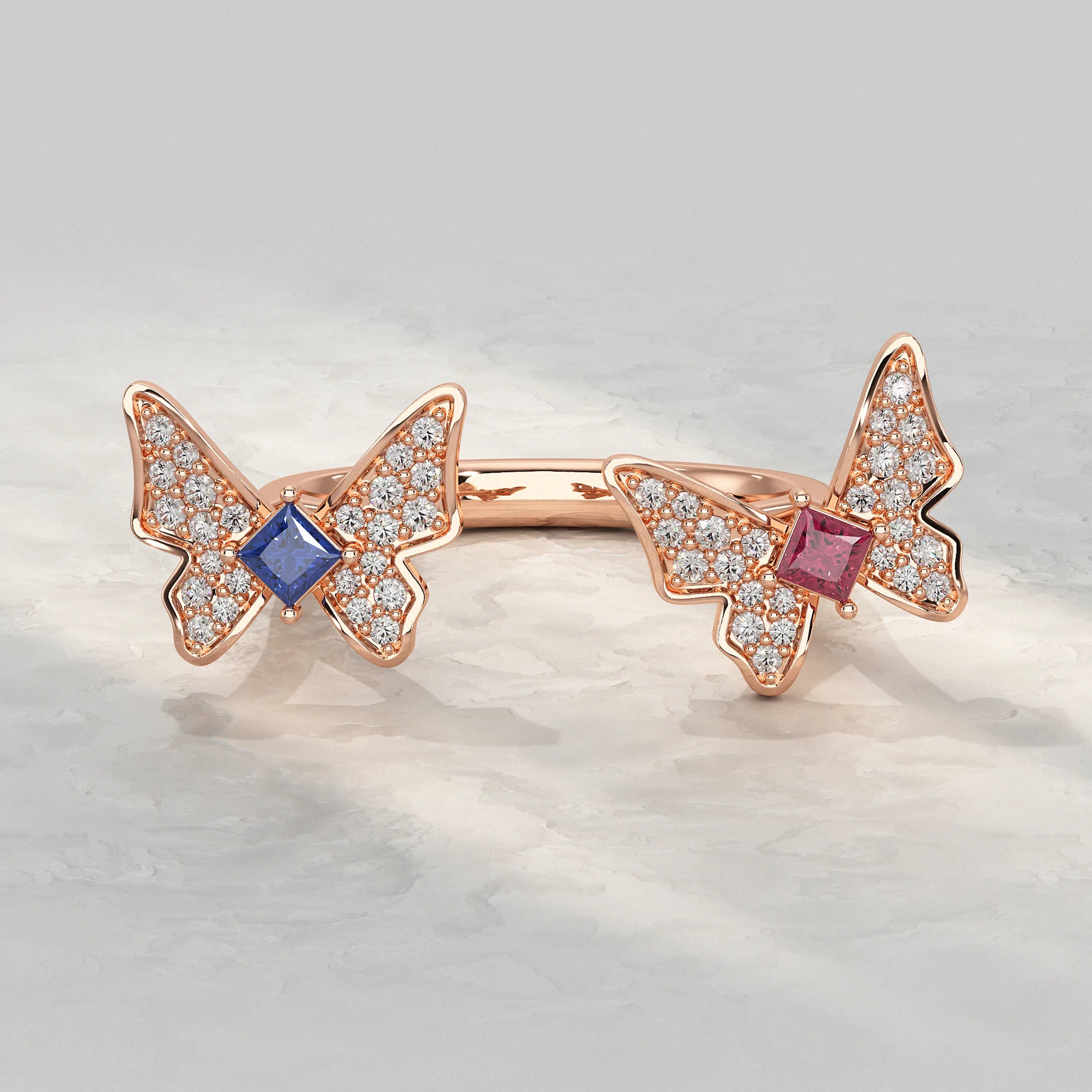 Open Cuff Butterfly Lab Diamond Ring