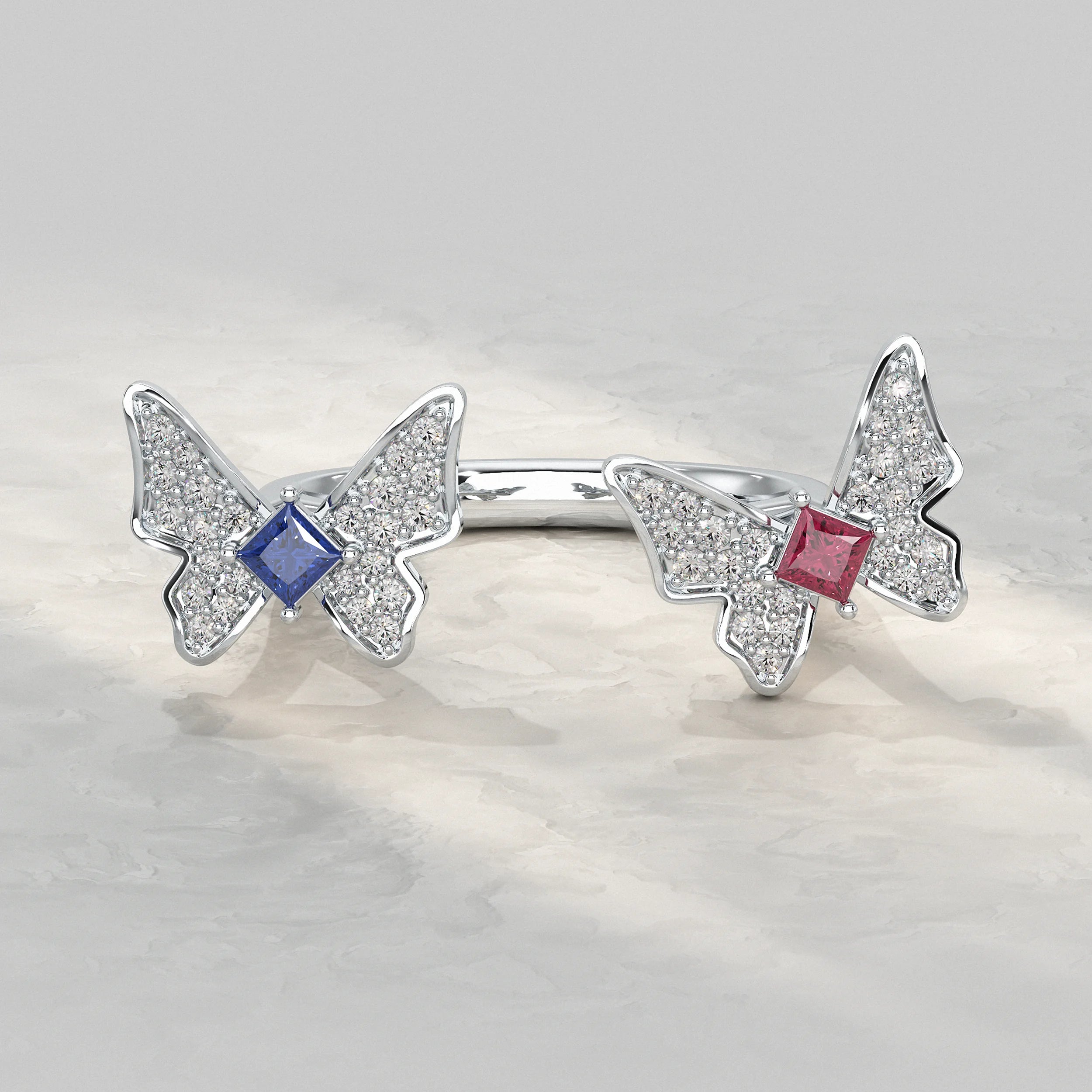 Open Cuff Butterfly Lab Diamond Ring