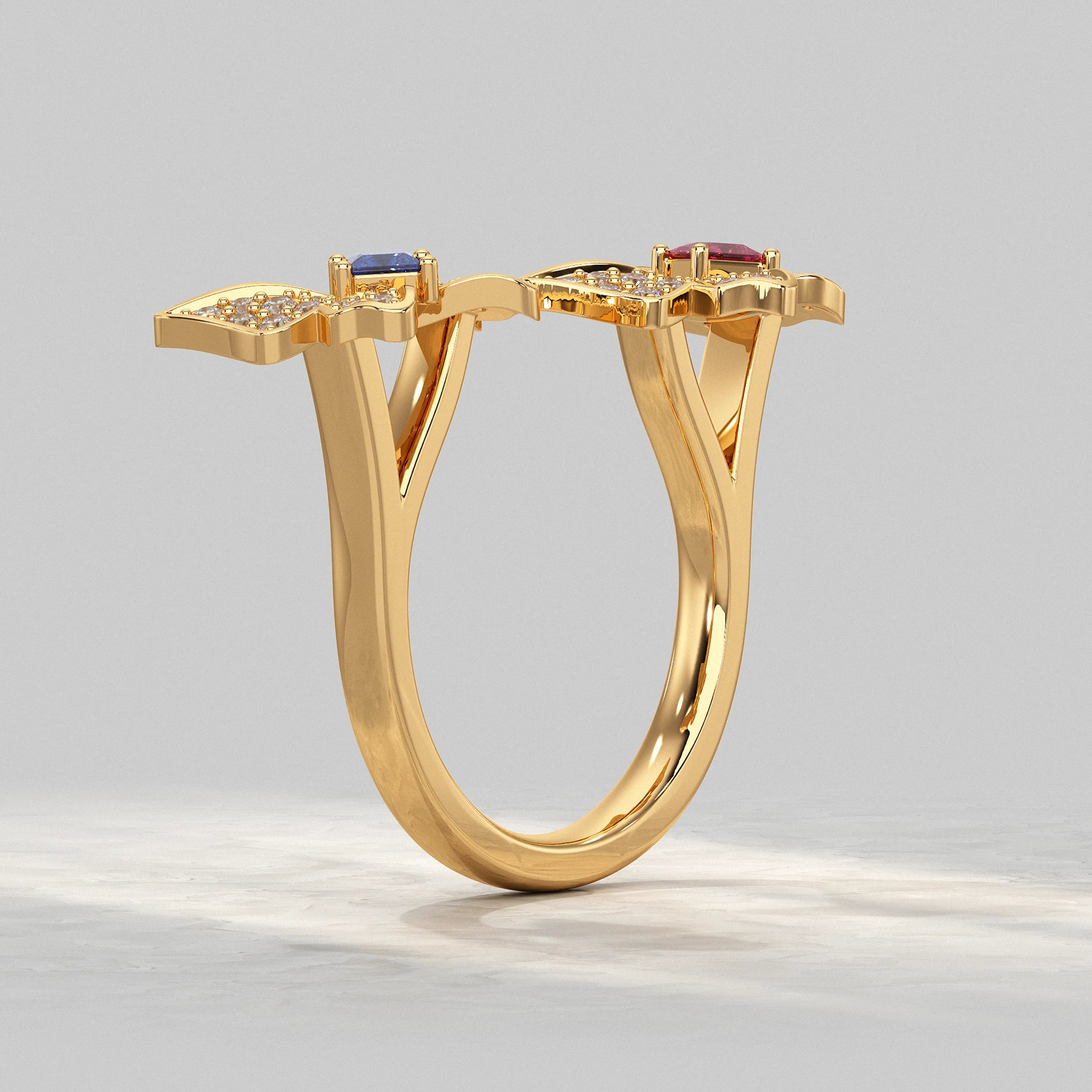 Open Cuff Butterfly Lab Diamond Ring