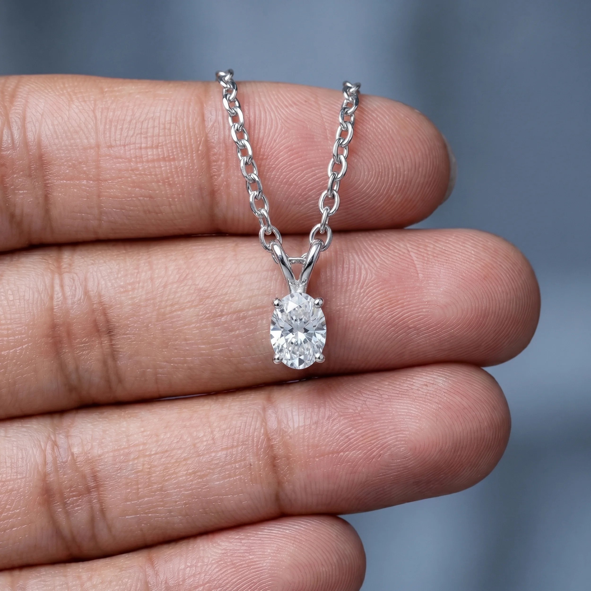 Oval Lab Grown Diamond Bail Pendant Pendant