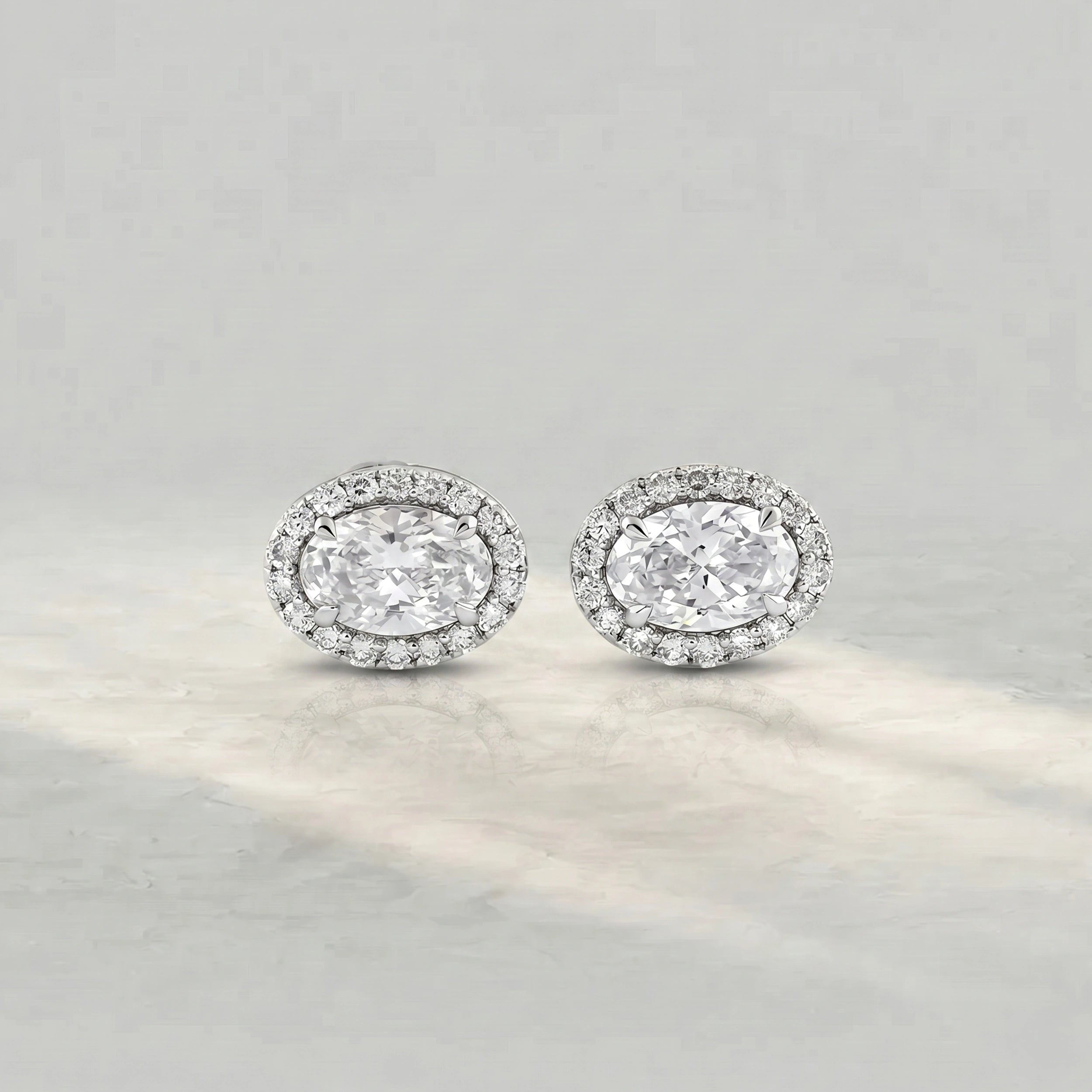 Oval Lab Diamond Halo Stud Earrings Earrings
