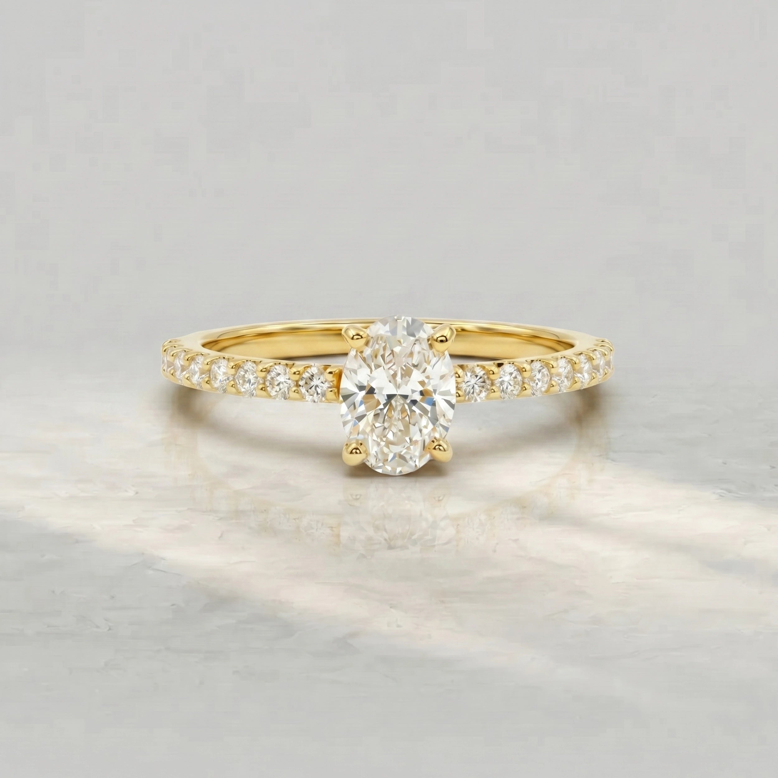 Oval Cut Diamond Solitaire Accent Ring