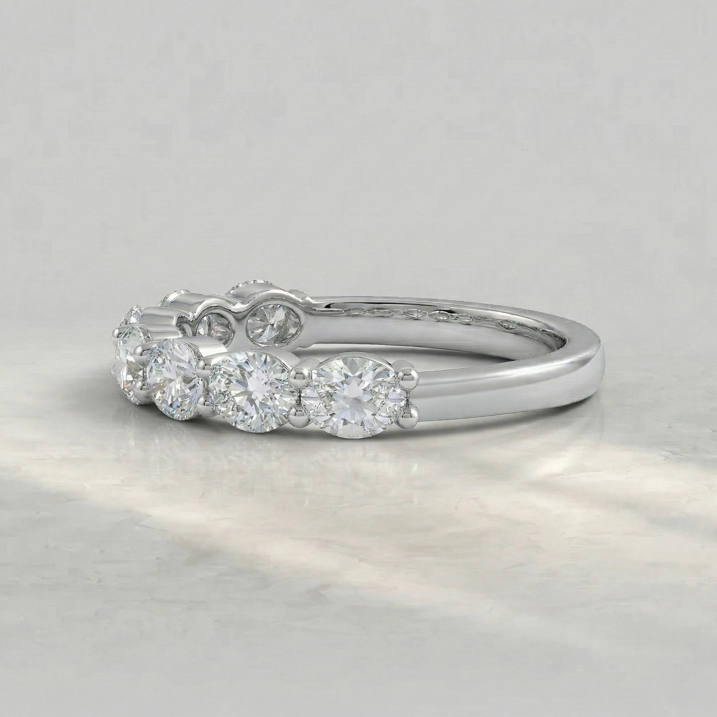 East West Set Oval Lab Diamond Wedding Band Rings