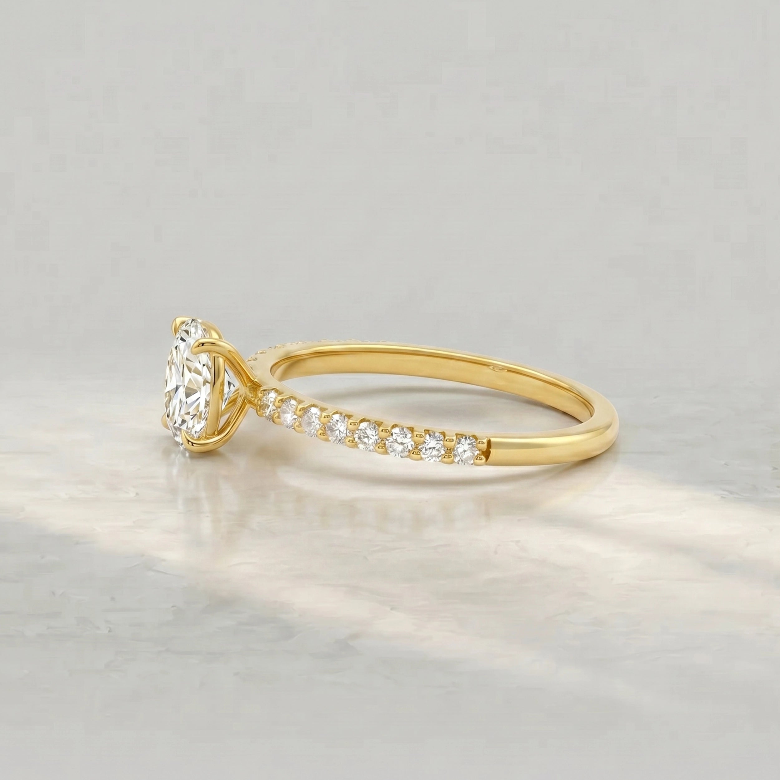 Oval Cut Diamond Solitaire Accent Ring