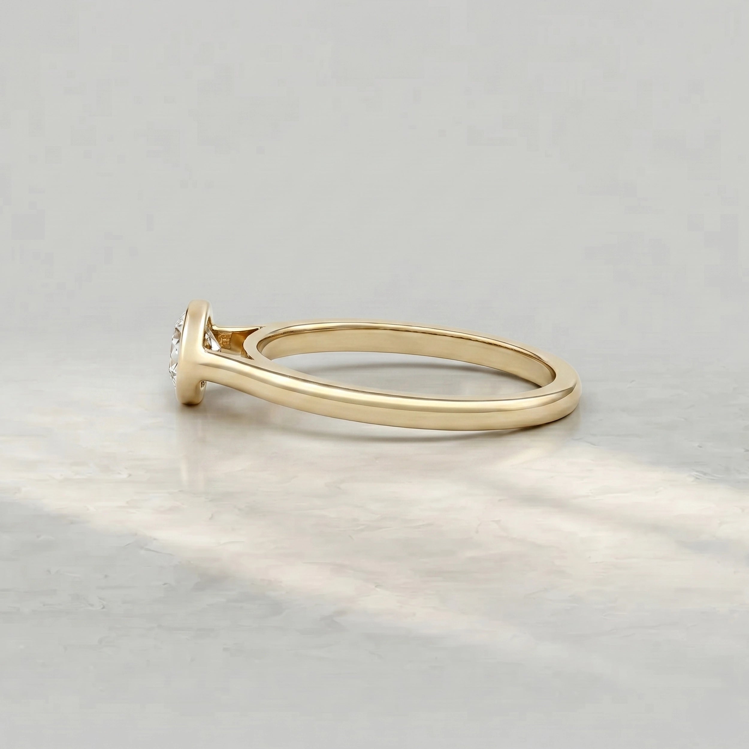 East West Oval Lab Diamond Bezel Set Ring
