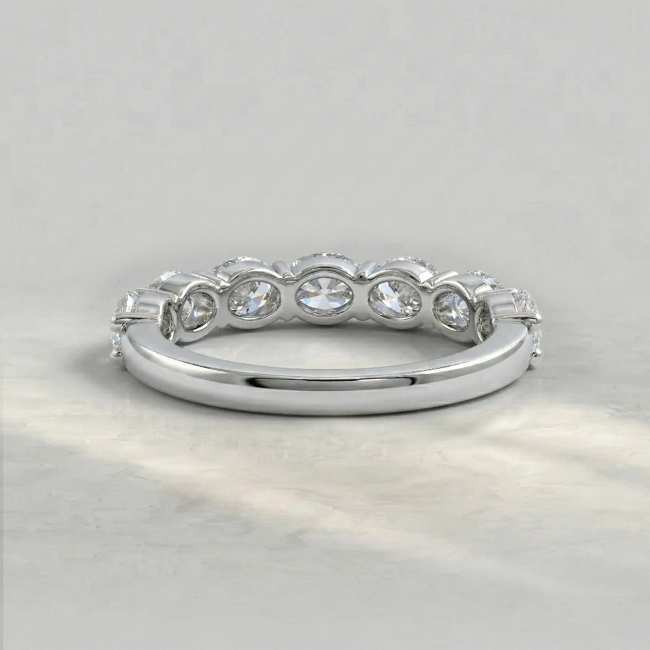 East West Set Oval Lab Diamond Wedding Band Rings