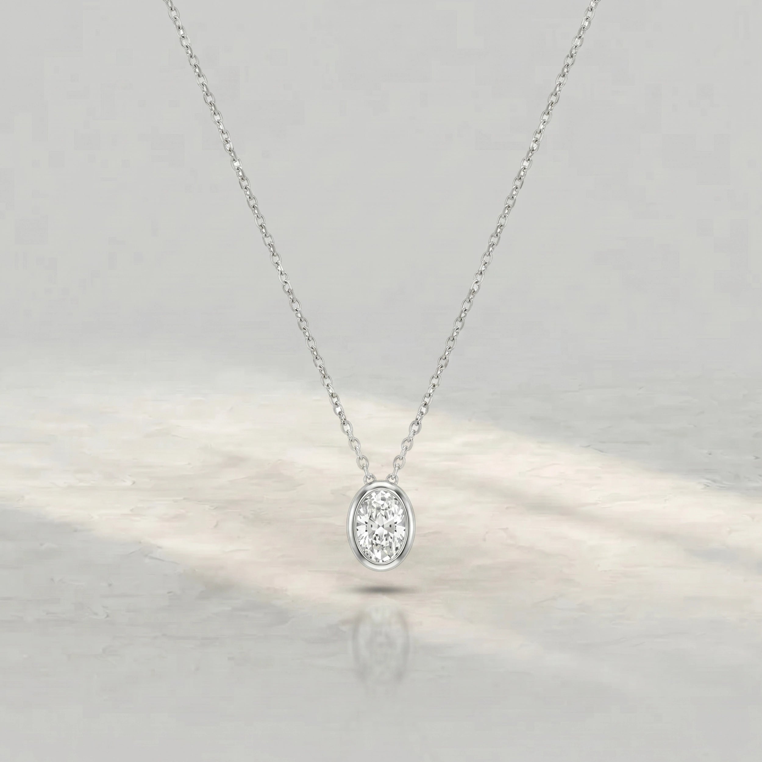 Bezel Set Oval Lab Diamond Pendant Pendant