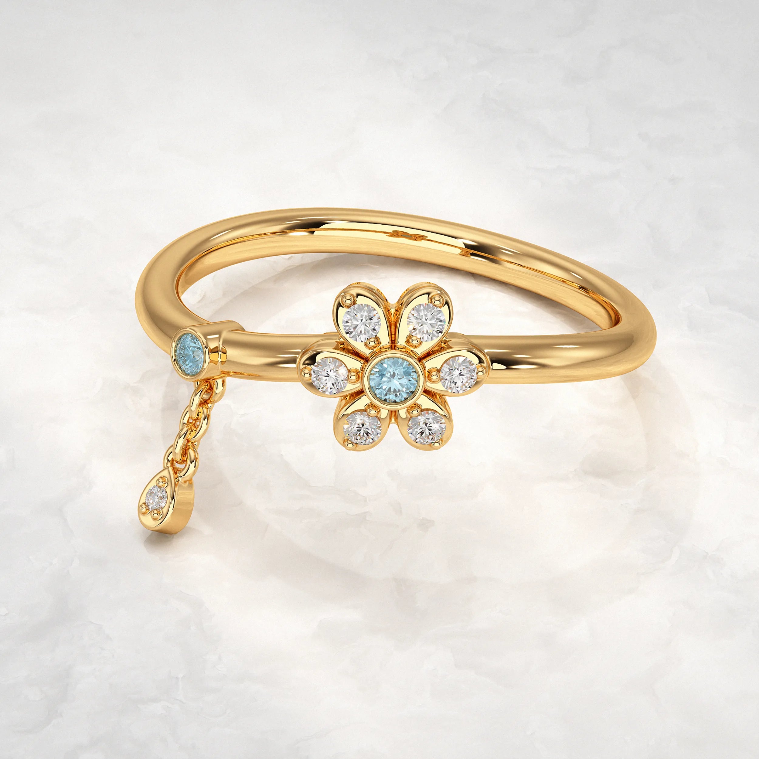 Yellow-Gold-Floral-Ring-With-Blue-Gem-Diamond-Accent