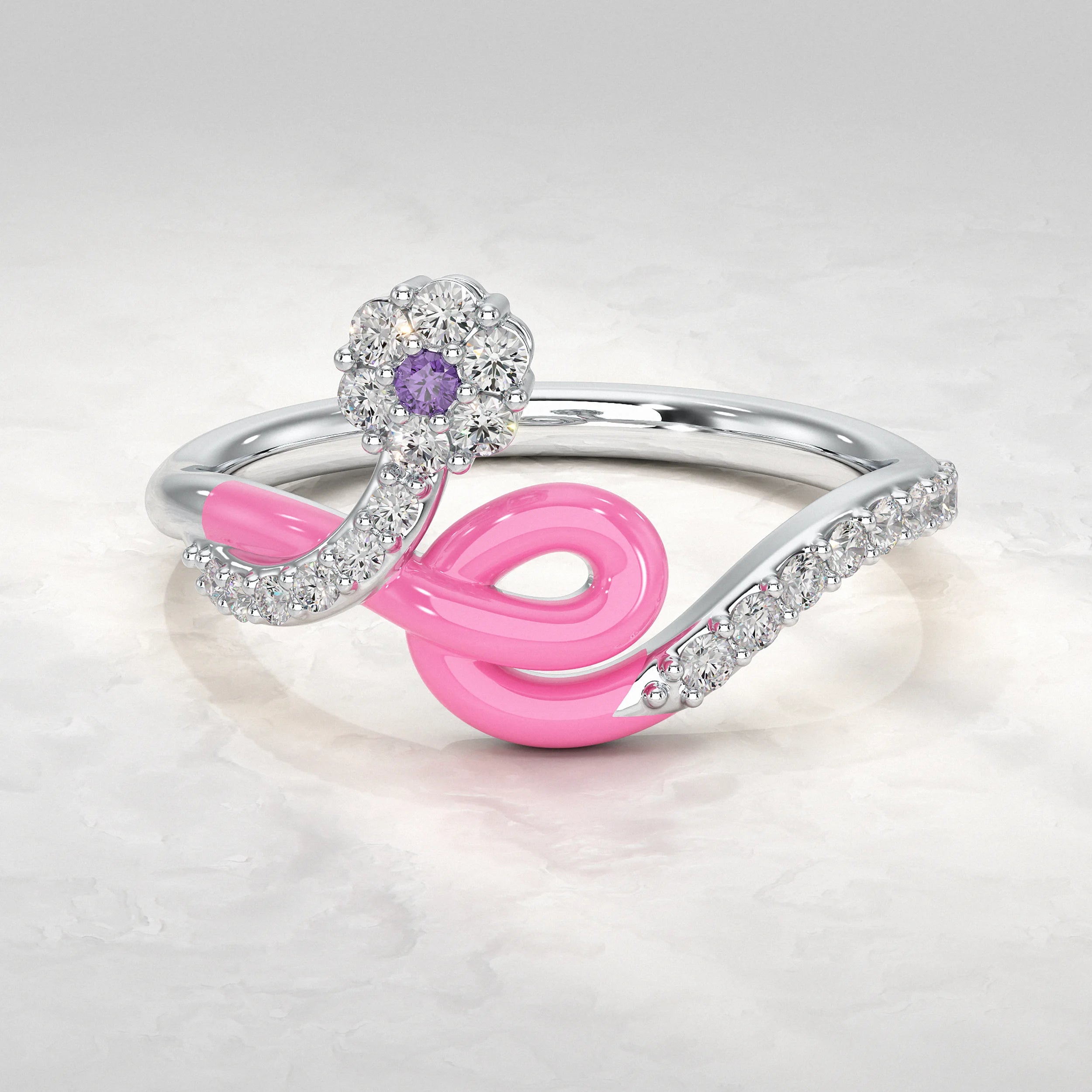 Silver-Ring-with-Pink-and-Diamond-Accent