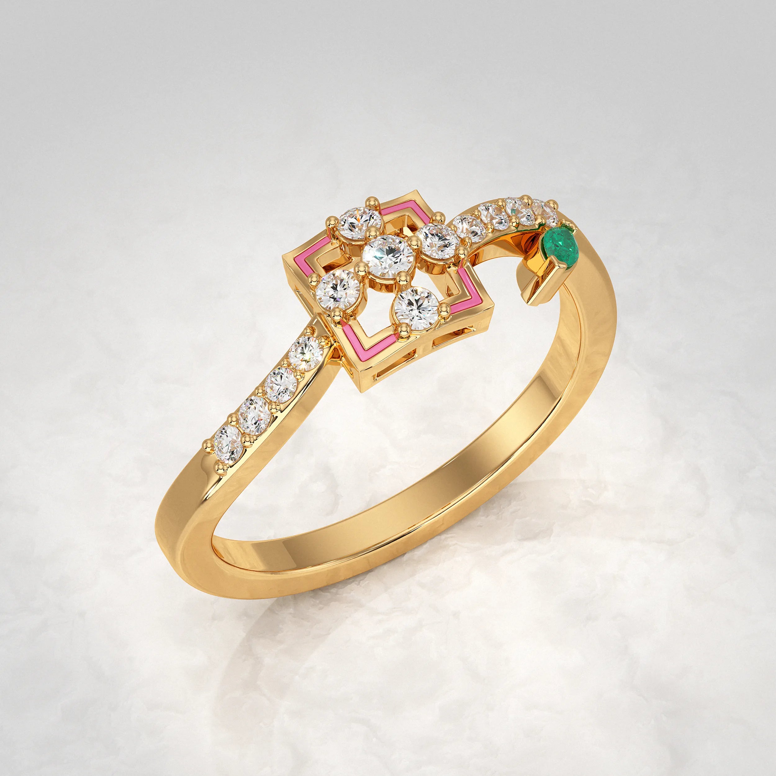 Yellow-Gold-Ring-With-Cluster-Diamond-Setting
