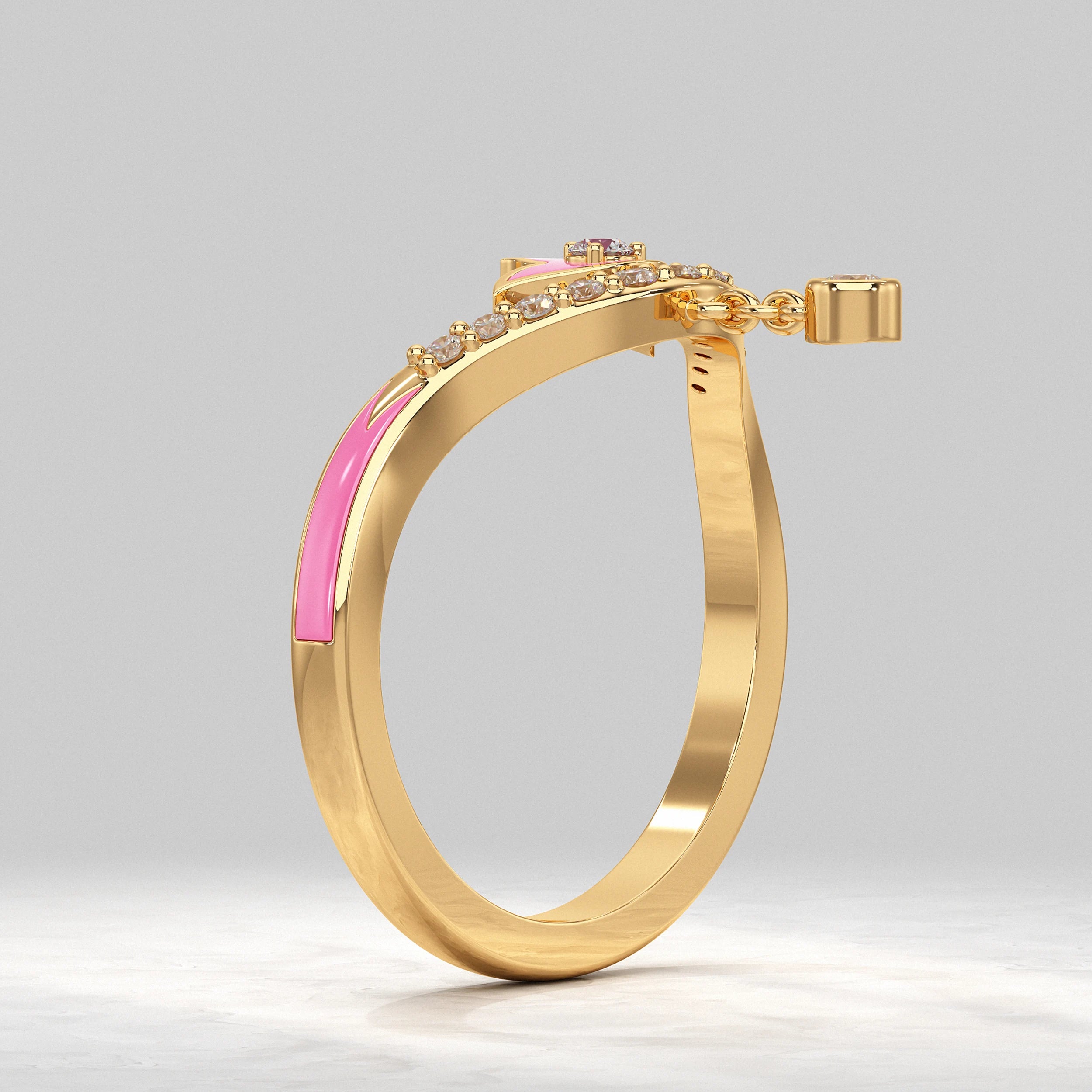 Yellow-Gold-Ring-With-Diamond-Drop-and-Flower-Detail