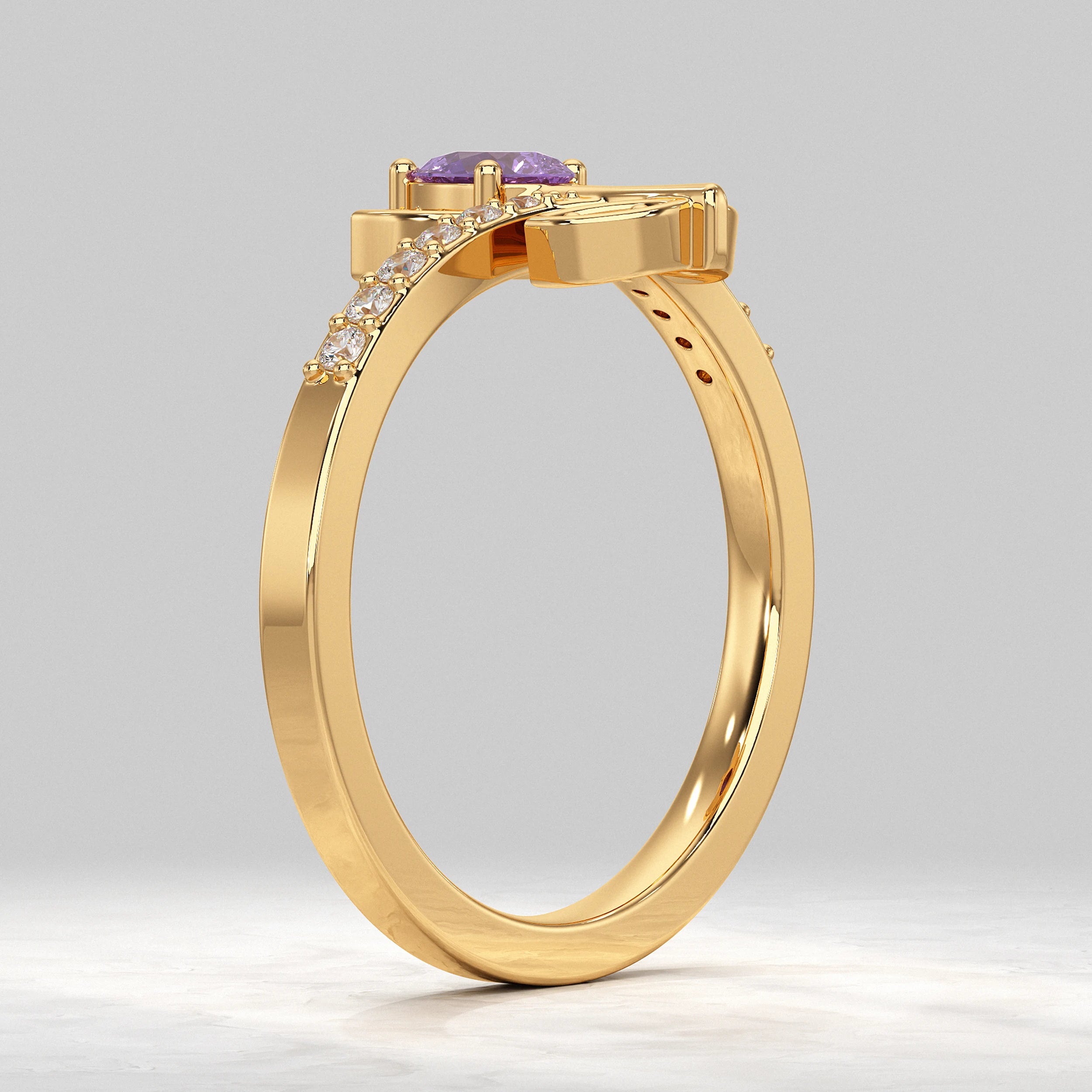 Yellow-Gold-Ring-With-Purple-Stone-and-Pave-Diamonds