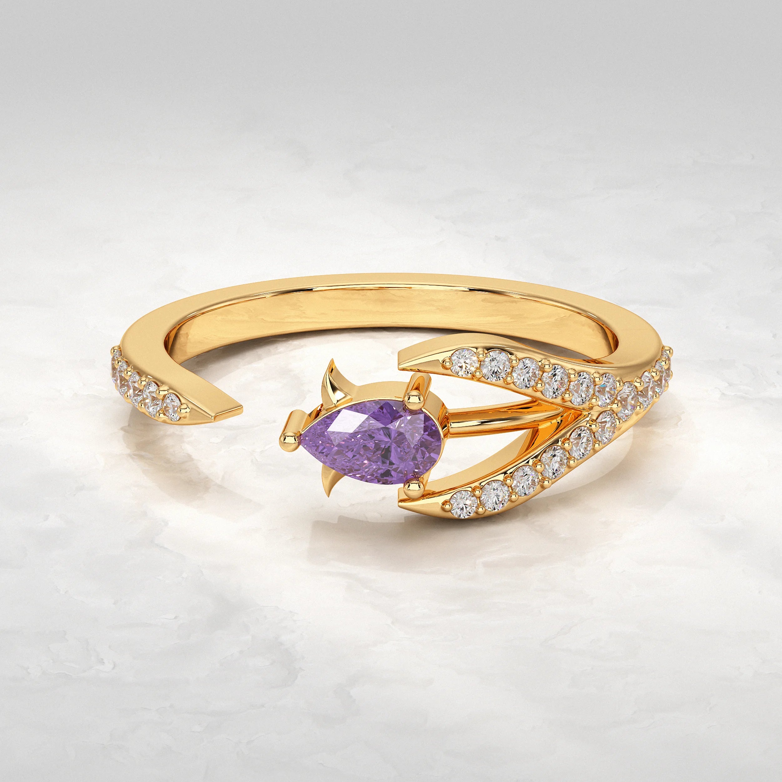 Yellow-Gold-Ring-With-Purple-Gemstone-and-Diamond