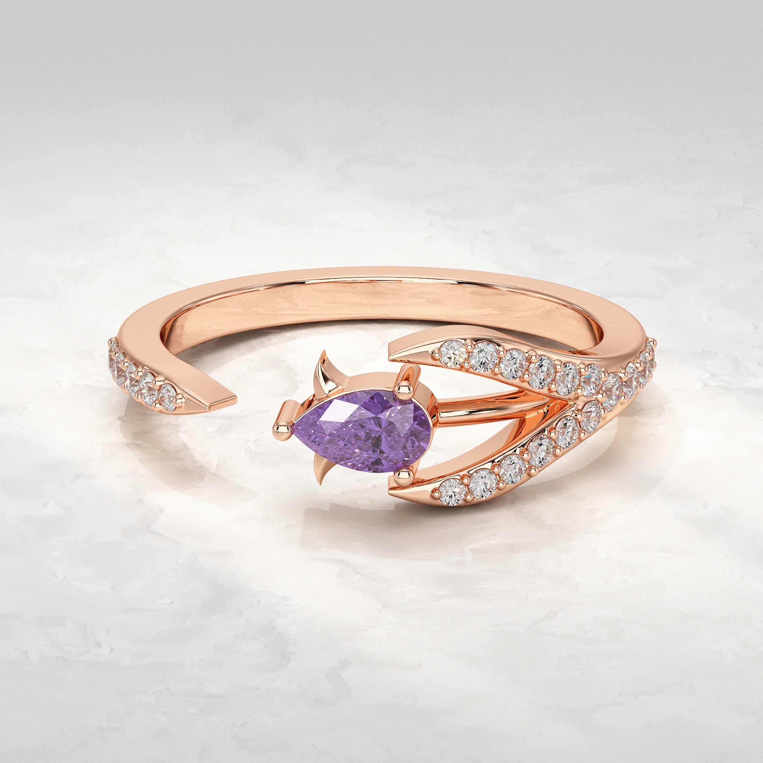 Rose-Gold-Open-Design-Ring-With-Purple-Gemstone