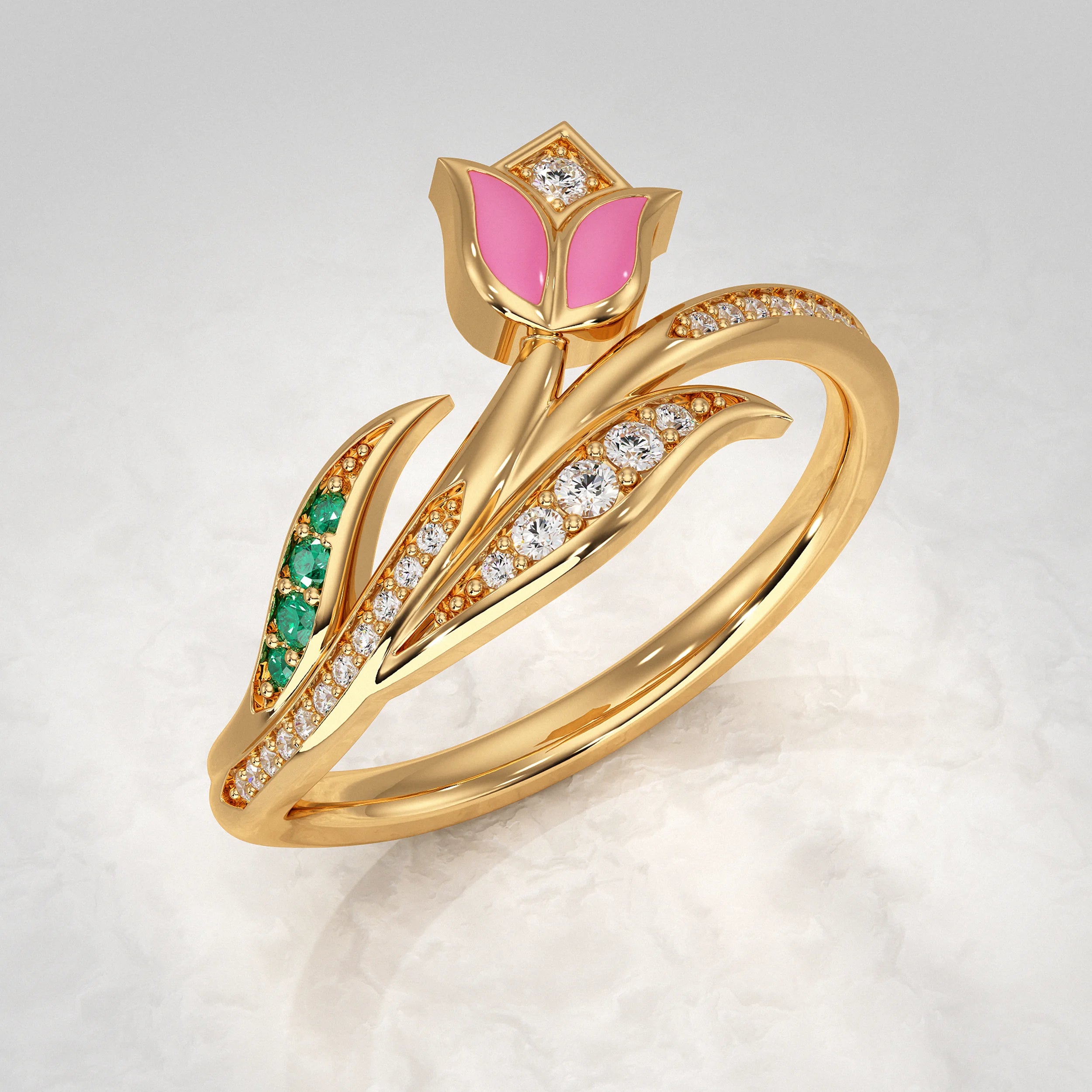 Yellow-Gold-Tulip-Ring-With-Diamond