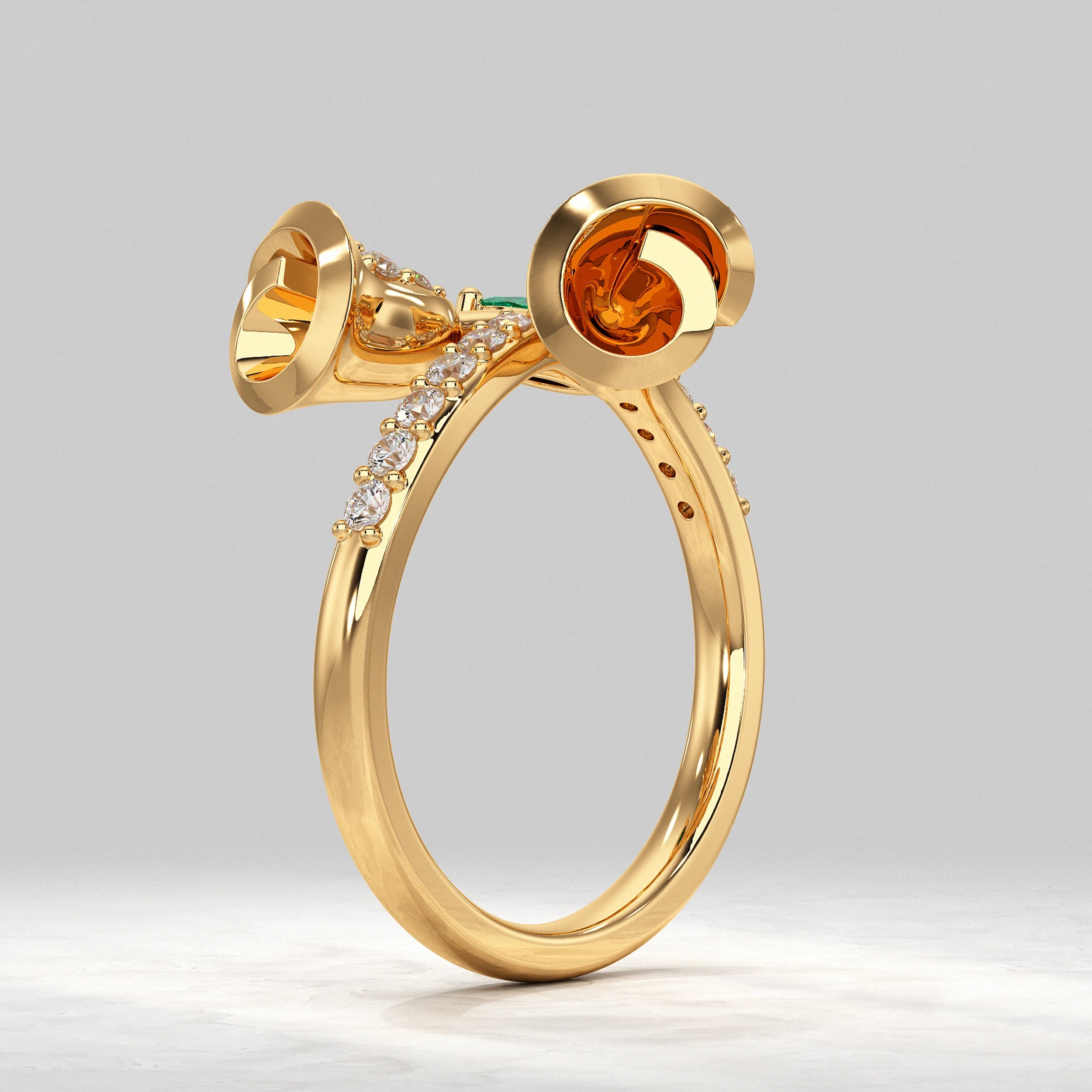 Yellow-Gold-Ring-with-Diamond-Flower-and-Green-Leaf-Design