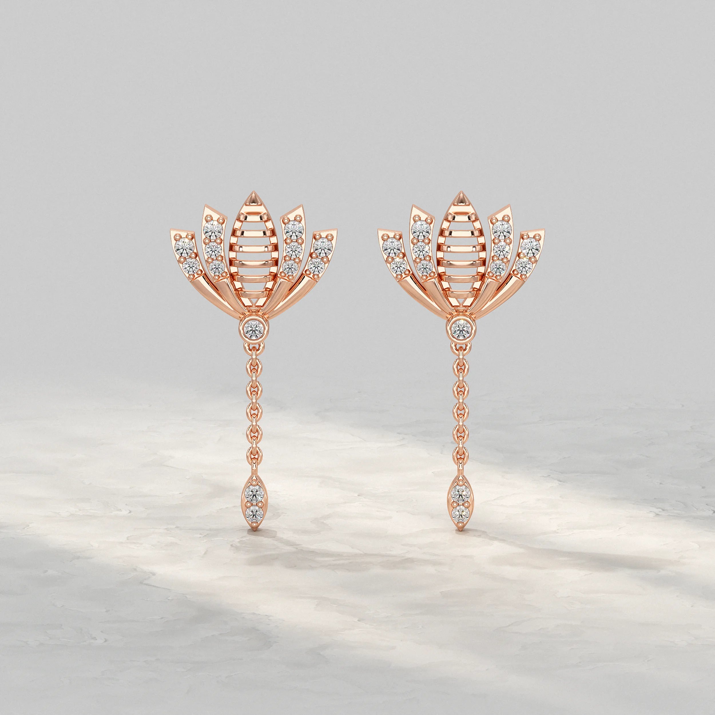 Elegant-Rose-Gold-Petal-Earrings-With-Diamond-Details