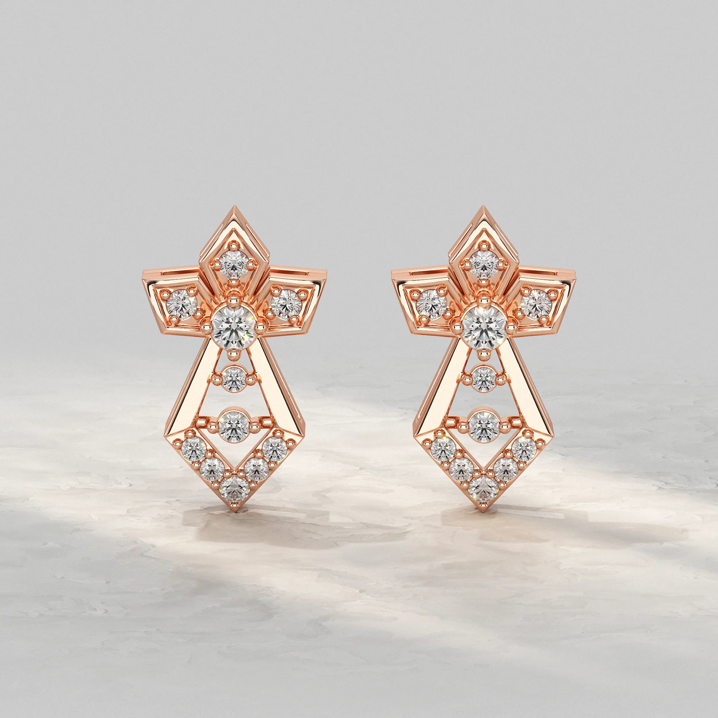 Rose-Gold-Earrings-With-Intricate-Diamond-Design