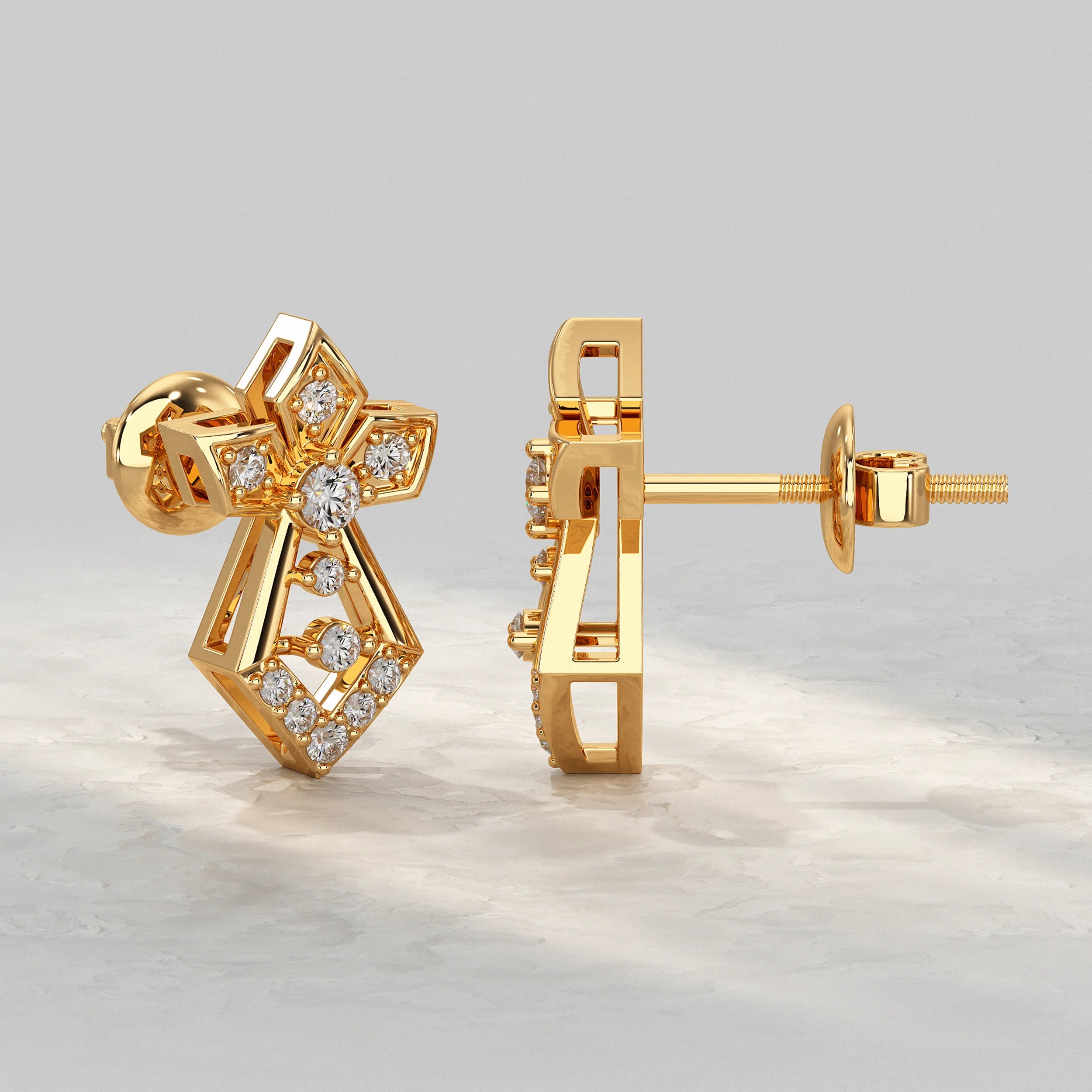 Luxury-Geometric-Gold-Earrings-With-Diamond-Accent