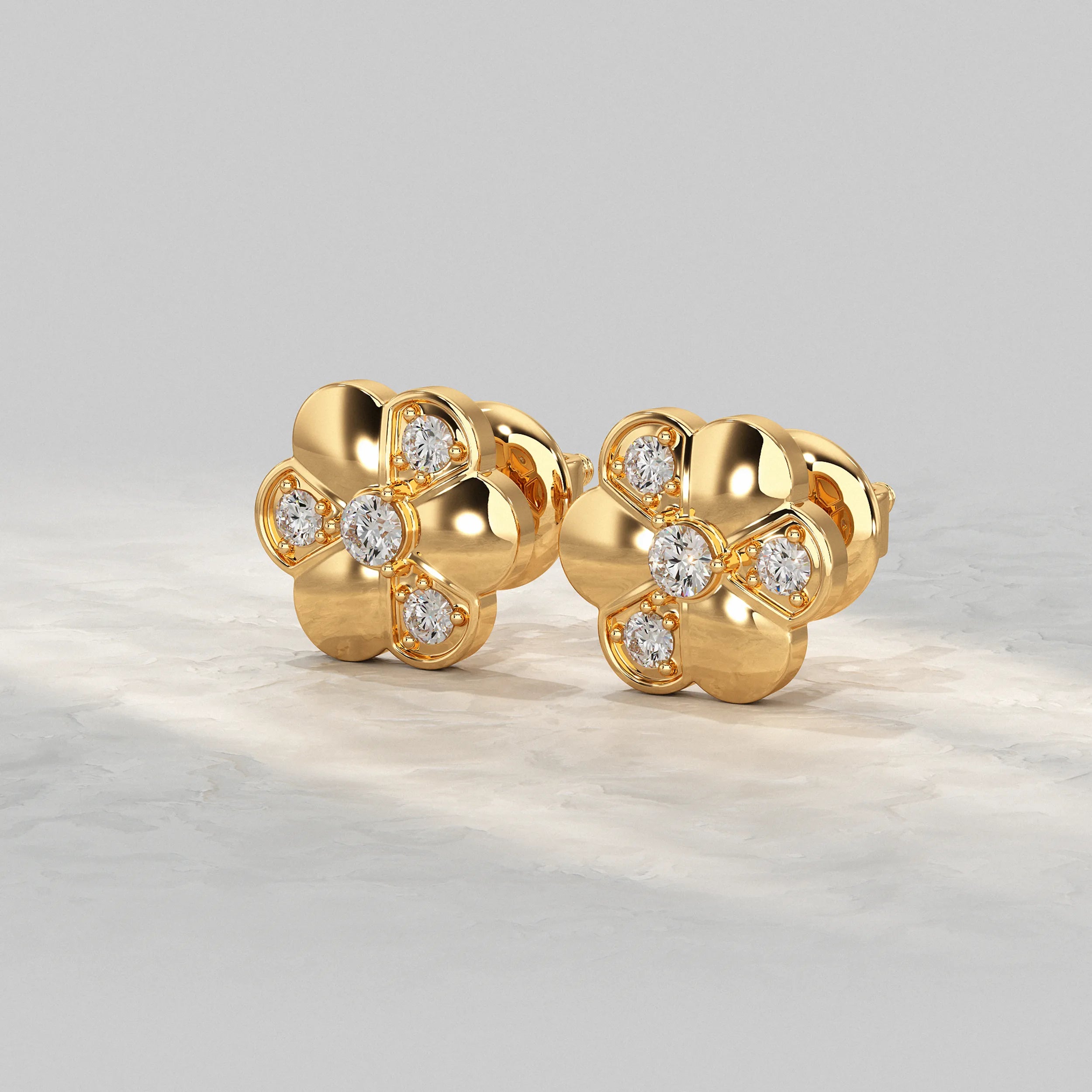 Luxury-Yellow-Gold-Floral-Stud-Earrings-With-Diamond-Accents