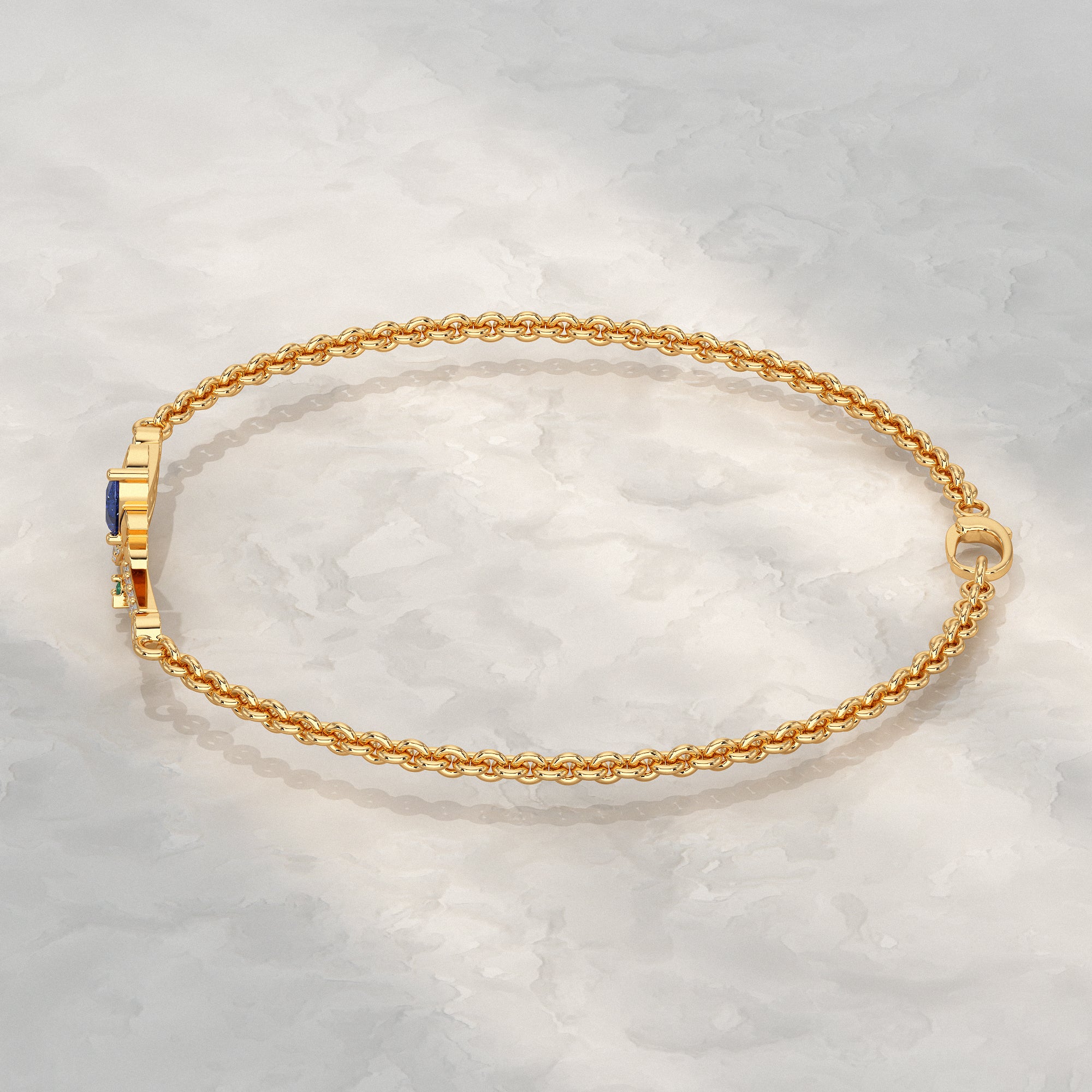 Floral Petal Chain Bracelet with Gemstone Accent