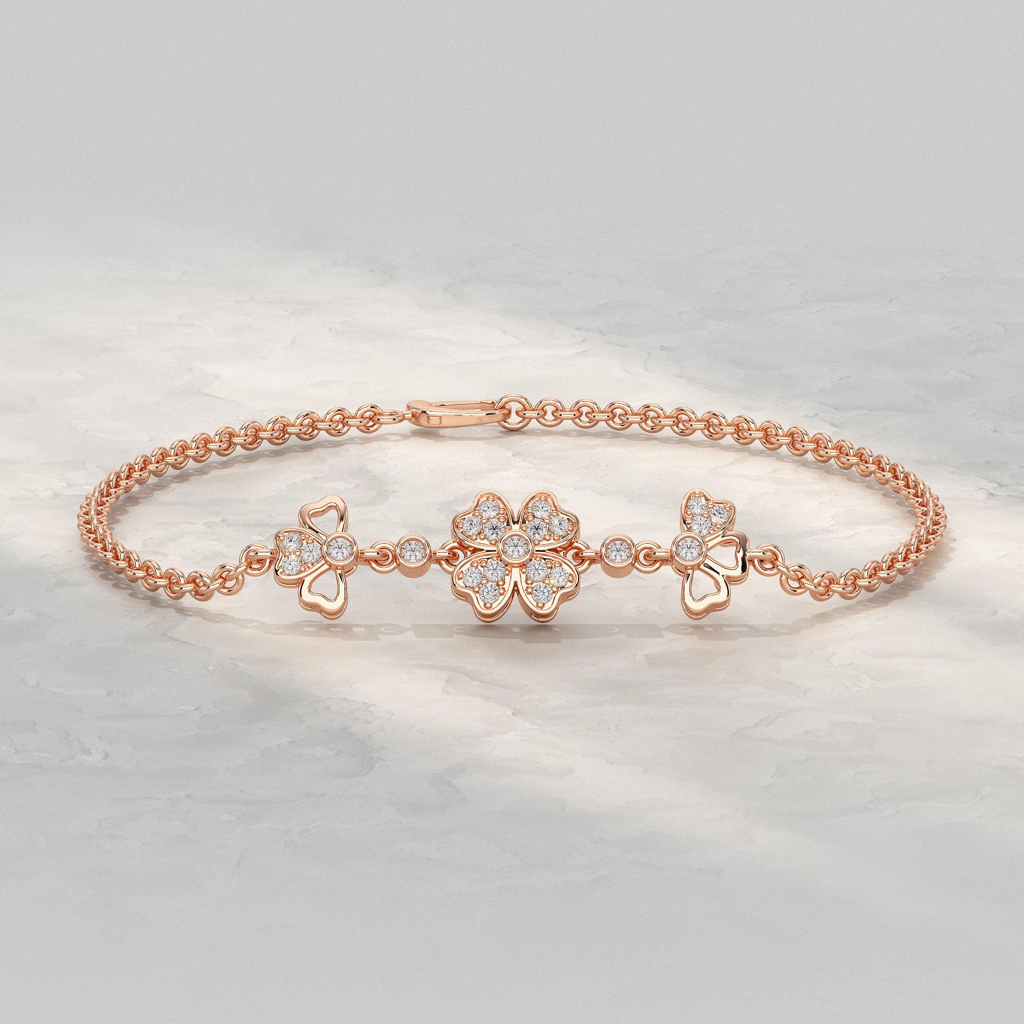 Three Flower Lab Diamond Bracelet