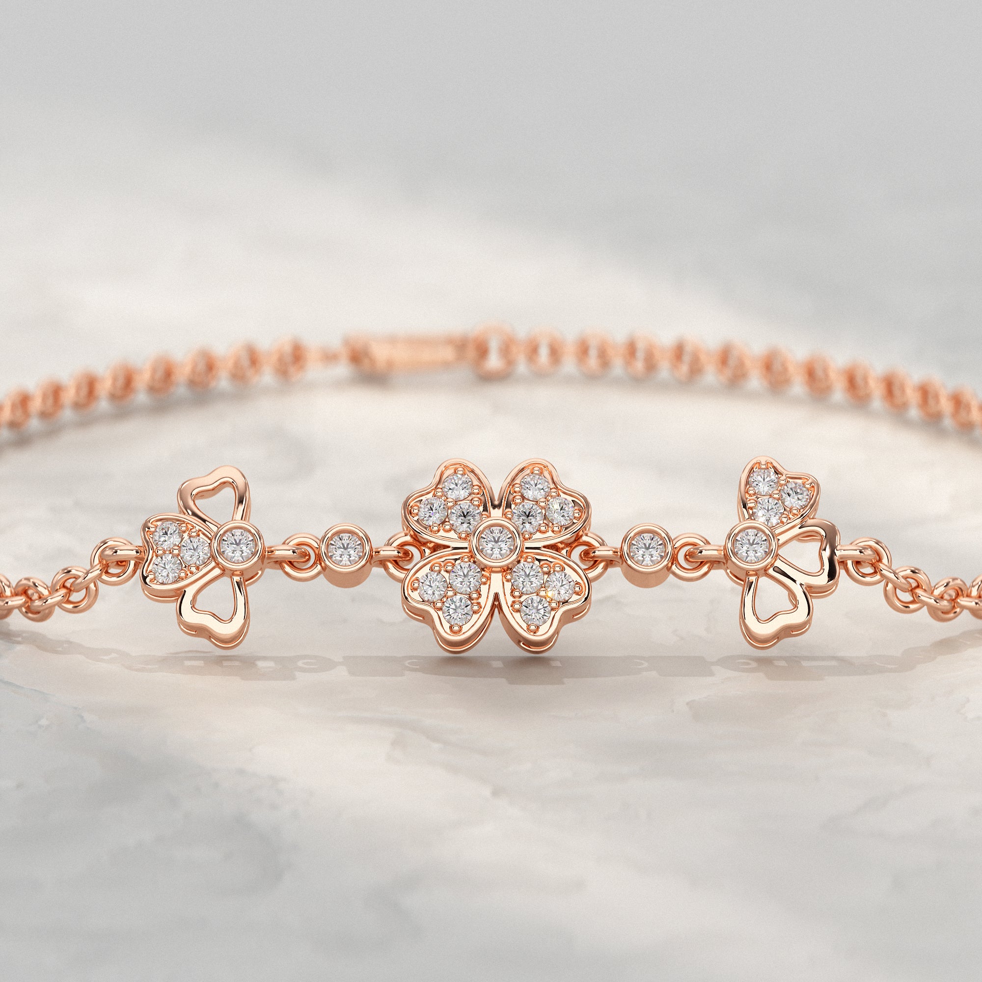 Three Flower Lab Diamond Bracelet