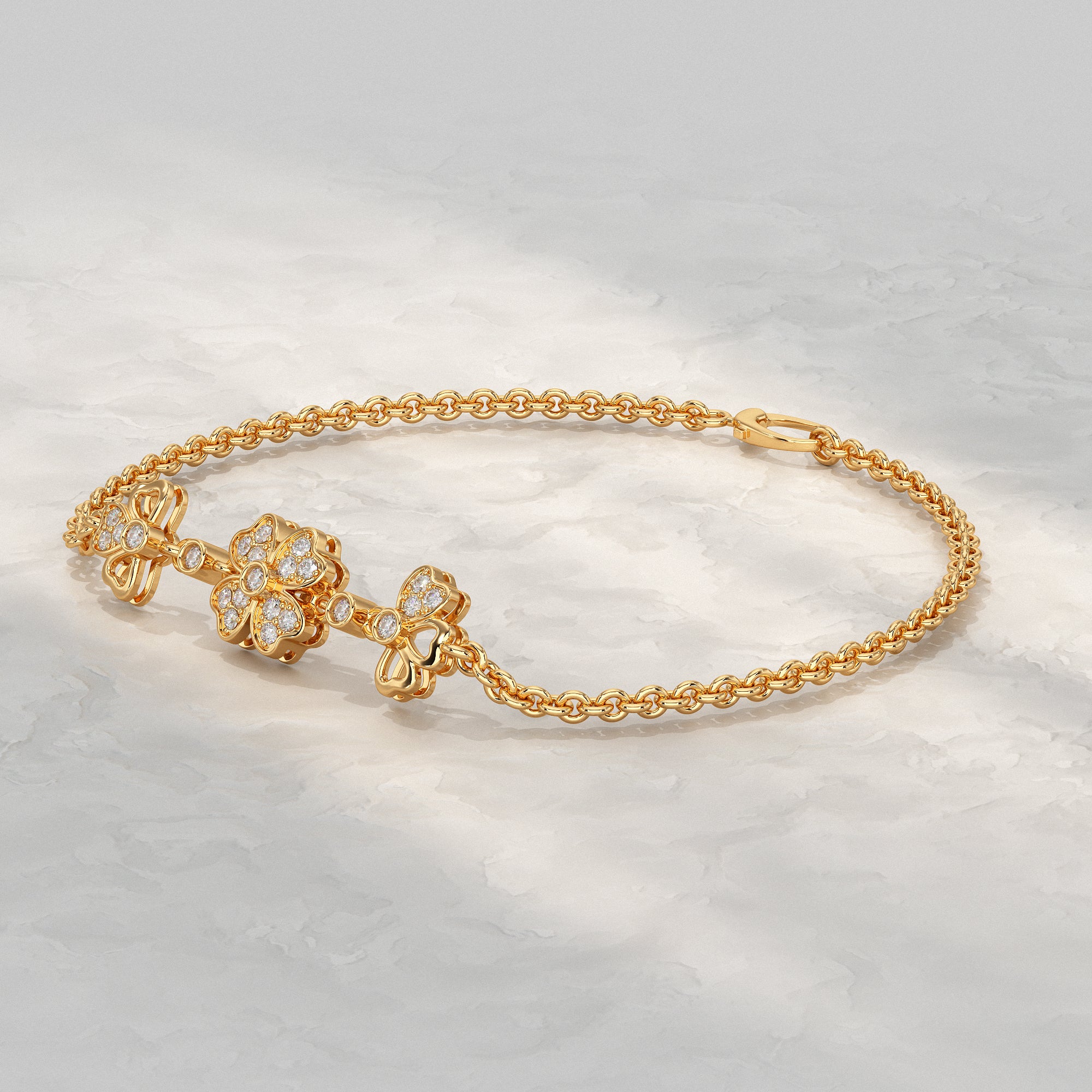 Three Flower Lab Diamond Bracelet