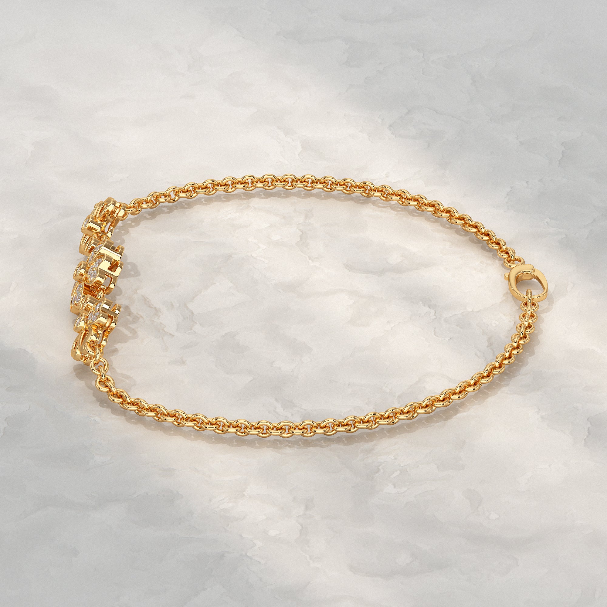 Three Flower Lab Diamond Bracelet