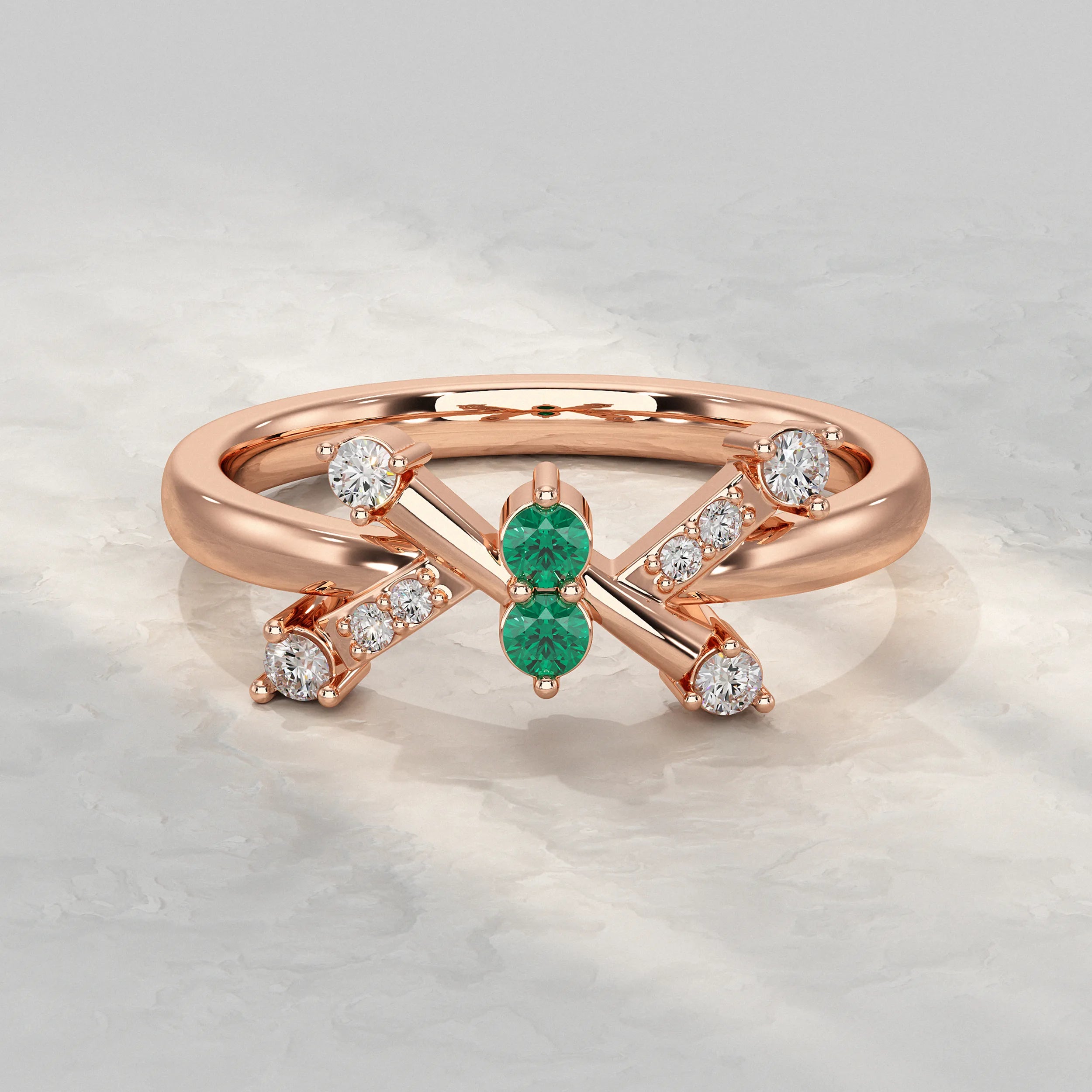 Rose-Gold-Ring-With-Round-Green-Lab-Diamond