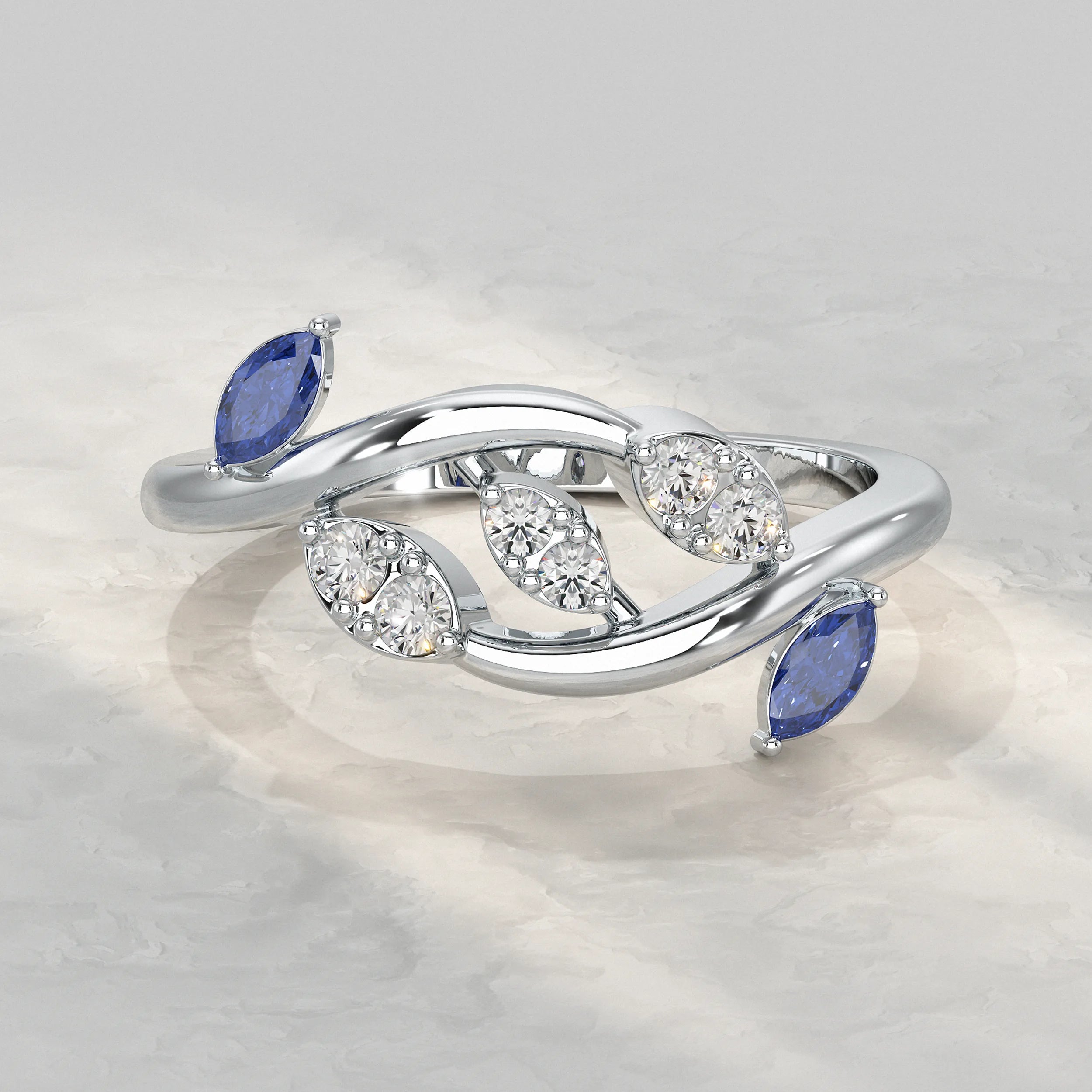 Silver-Ring-With-Blue-Sapphire-Diamond