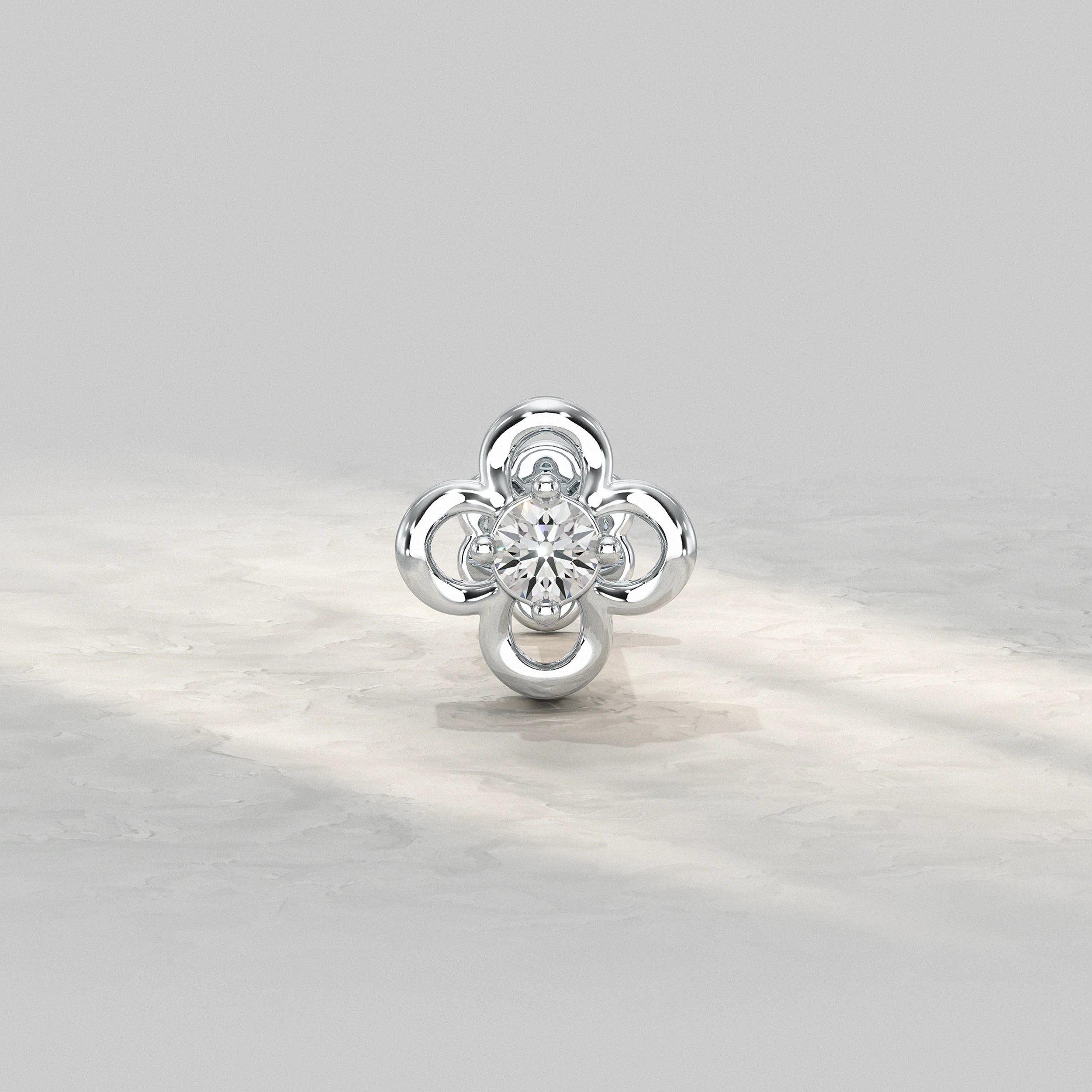 Elegant-Silver-Nose-Pin-With-Four-Petal-Flower-And-Sparkling-Diamond