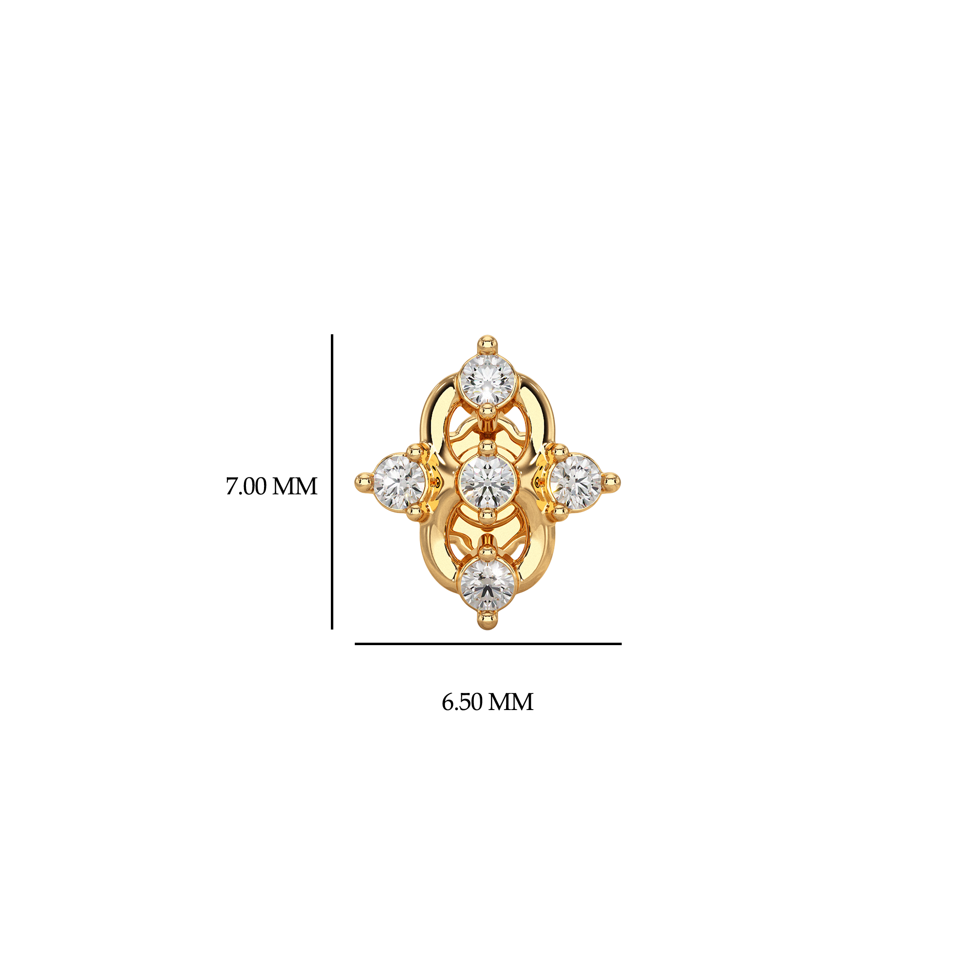 Ornate-Yellow-Gold-Nose-Pin-With-Cross-Shaped-Diamond-Pattern