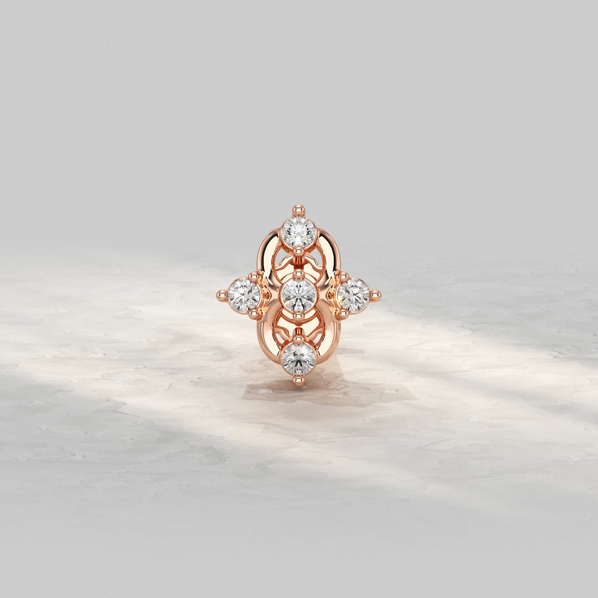 Classic-Rose-Gold-Nose-Stud-With-Diamond-Cluster-And-Intricate-Design