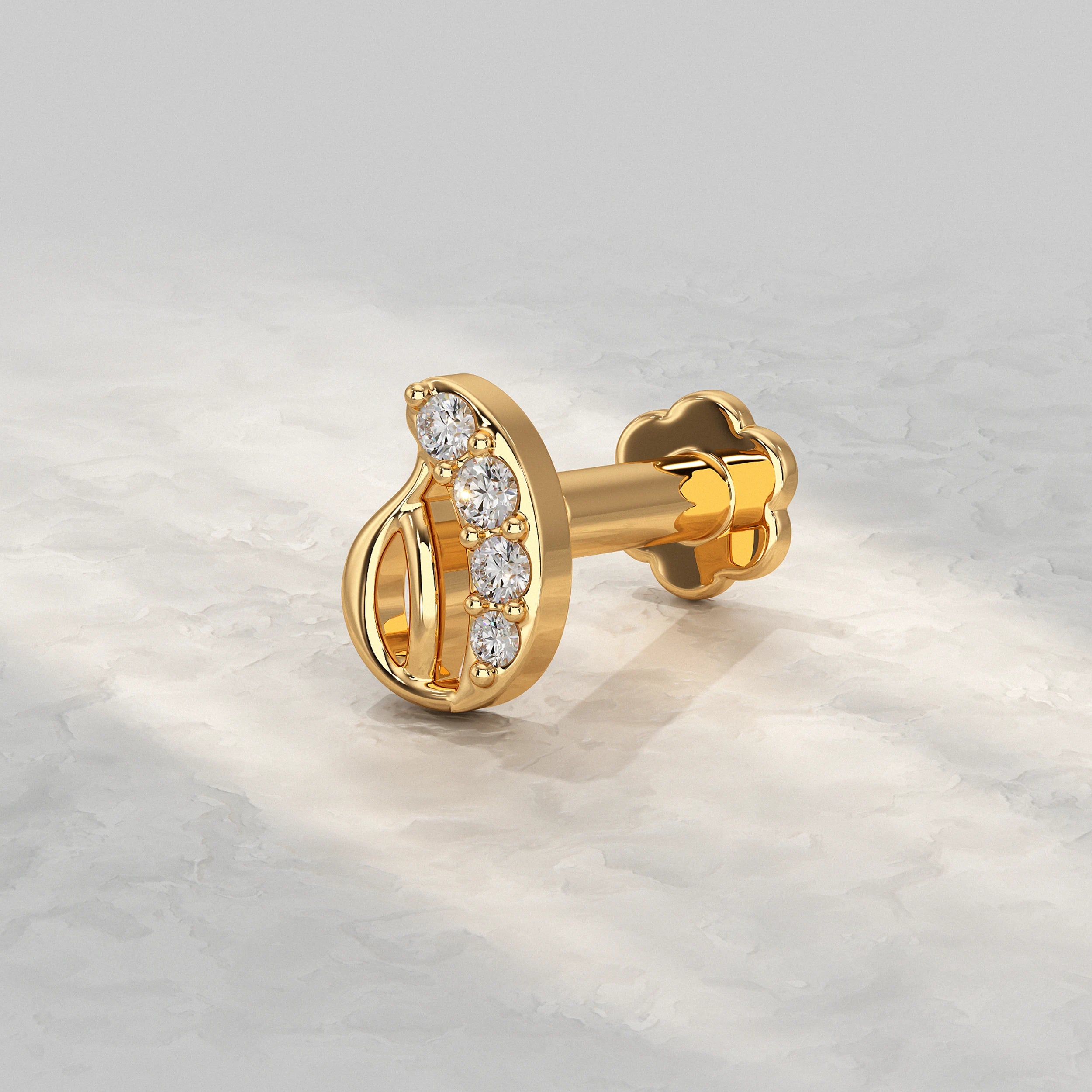 Stylish-Paisley-Design-Nose-Pin-In-Yellow-Gold-With-Lad-Diamond