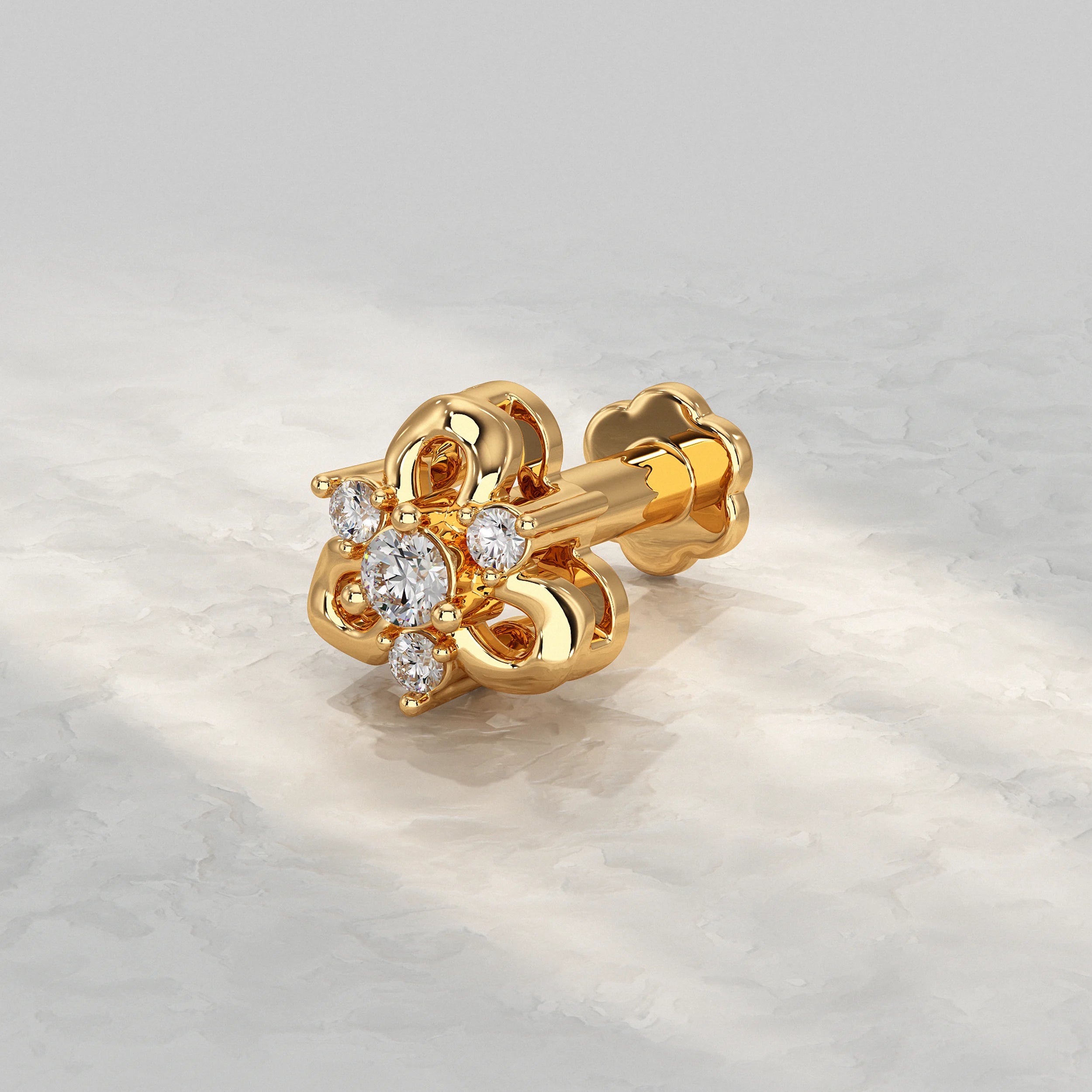 Ornate-Floral-Yellow-Gold-Nose-Stud-With-Sparkling-Diamond-Accent