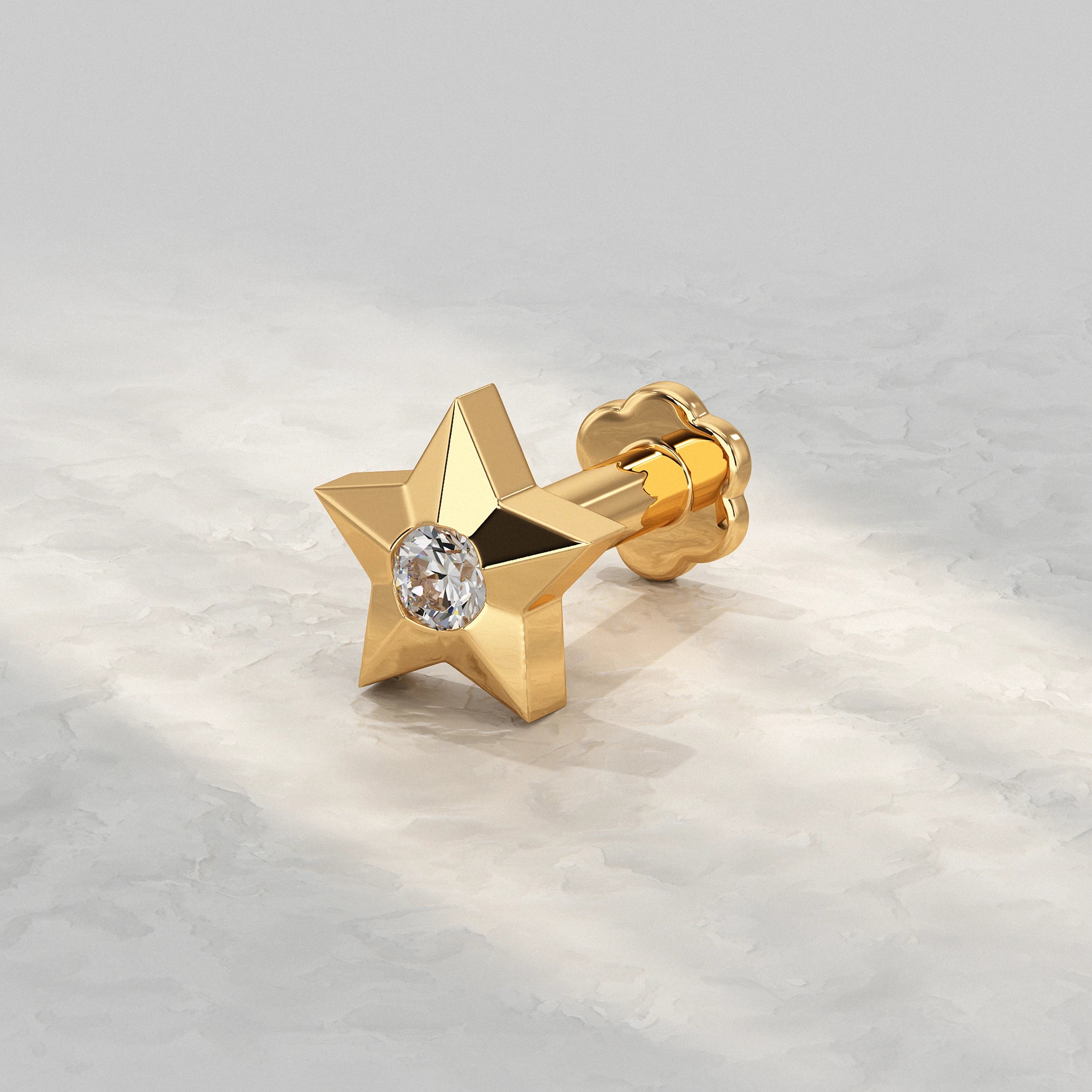 Contemporary-Yellow-Gold-Nose-Stud-With-Star-Shape-And-Diamond-Centerpiece