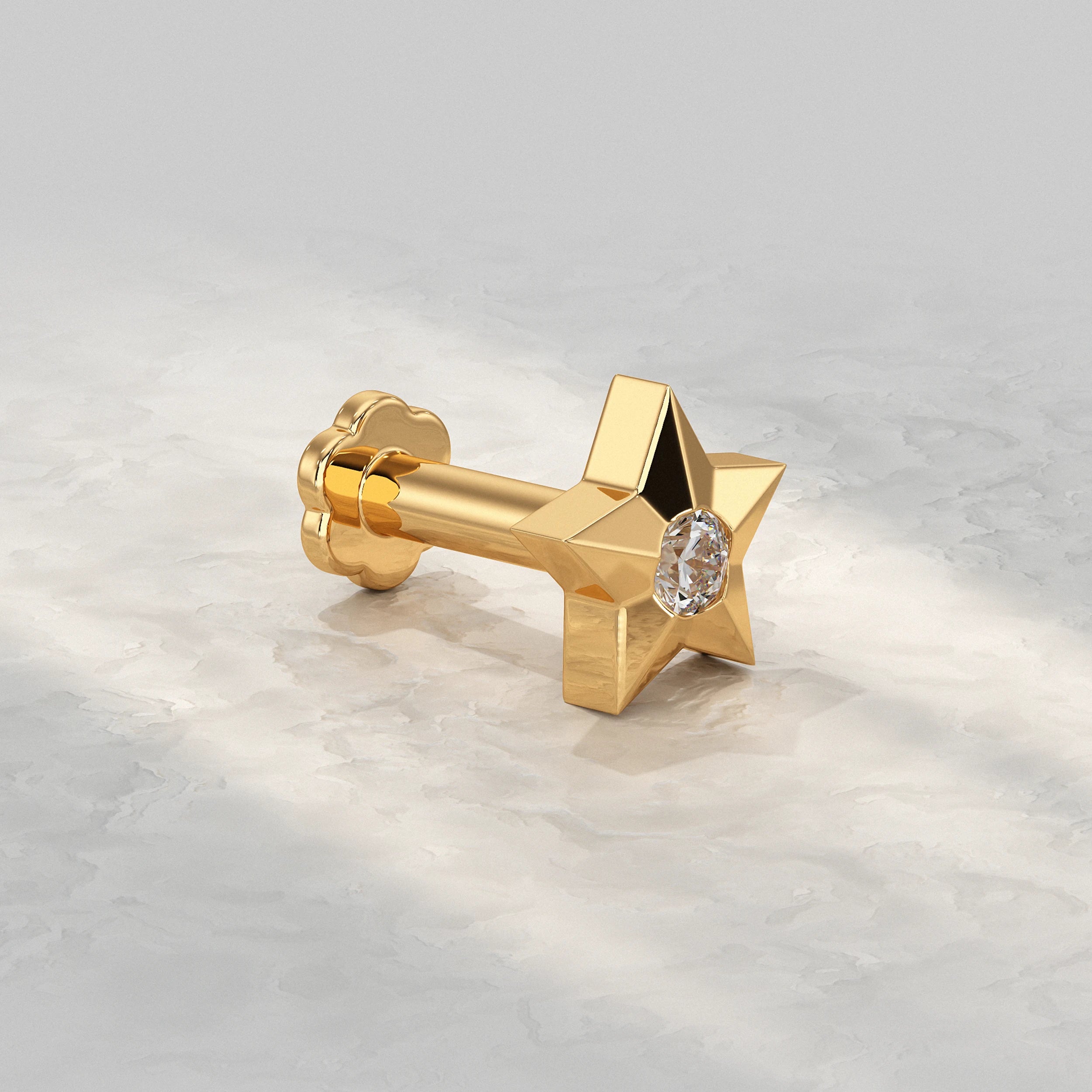 Delicate-Yellow-Gold-Nose-Pin-Featuring-Star-Motif-And-Brilliant-Diamond