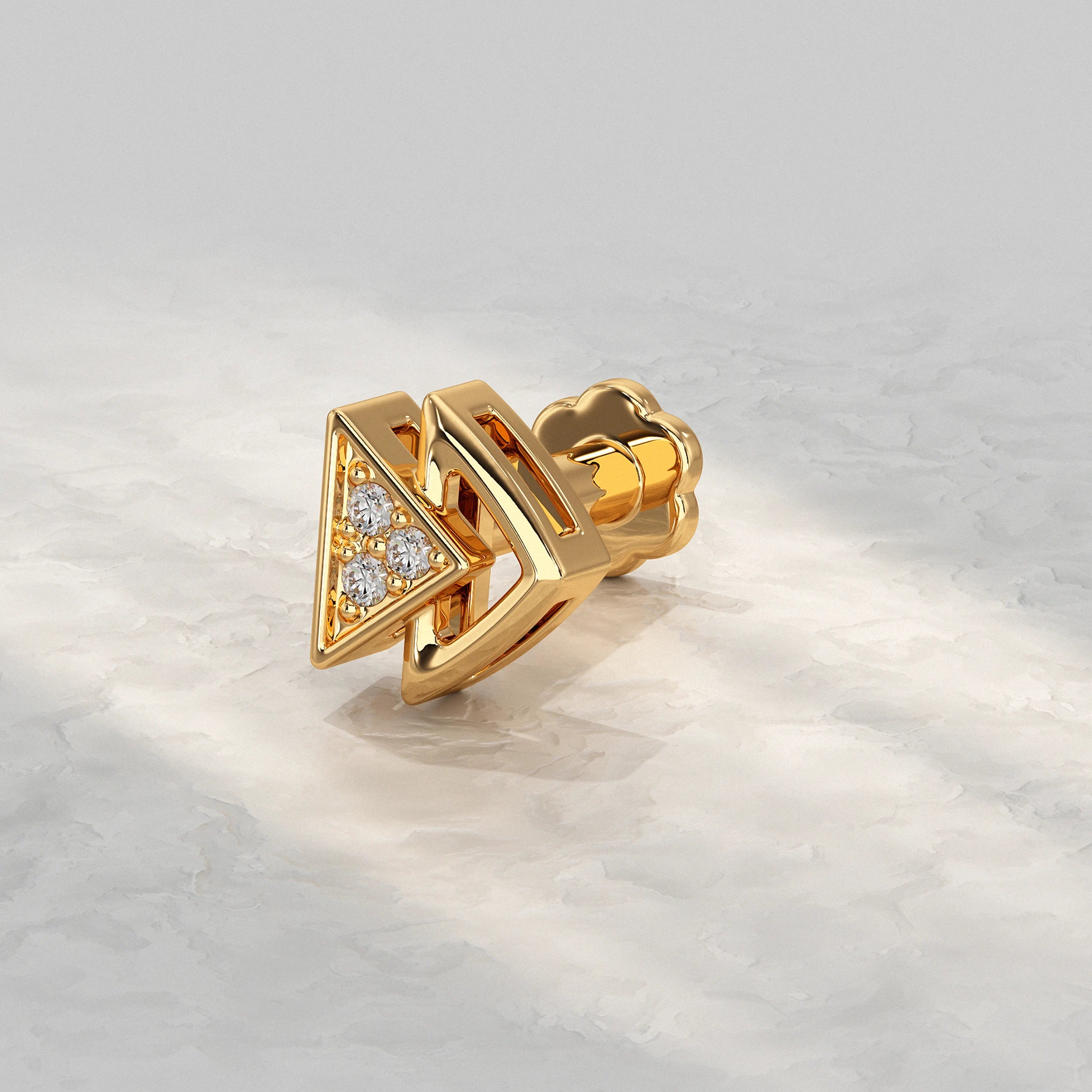 Contemporary-Yellow-Gold-Nose-Stud-With-Triangle-Shape-And-Diamond-Accent