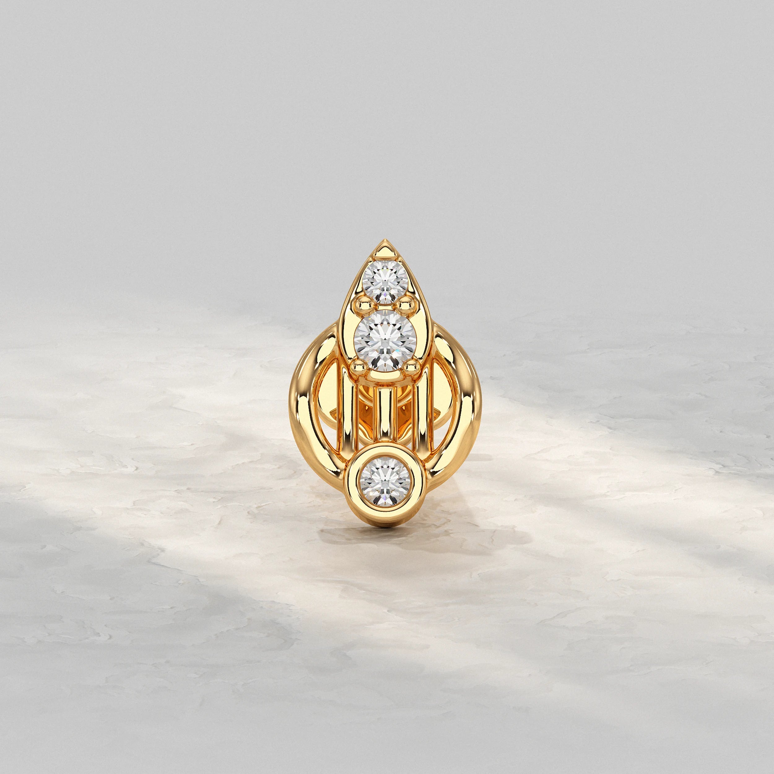 Yellow-Gold-Teardrop-Nose-Pin-With-Clustered-Round-Cut-Diamond