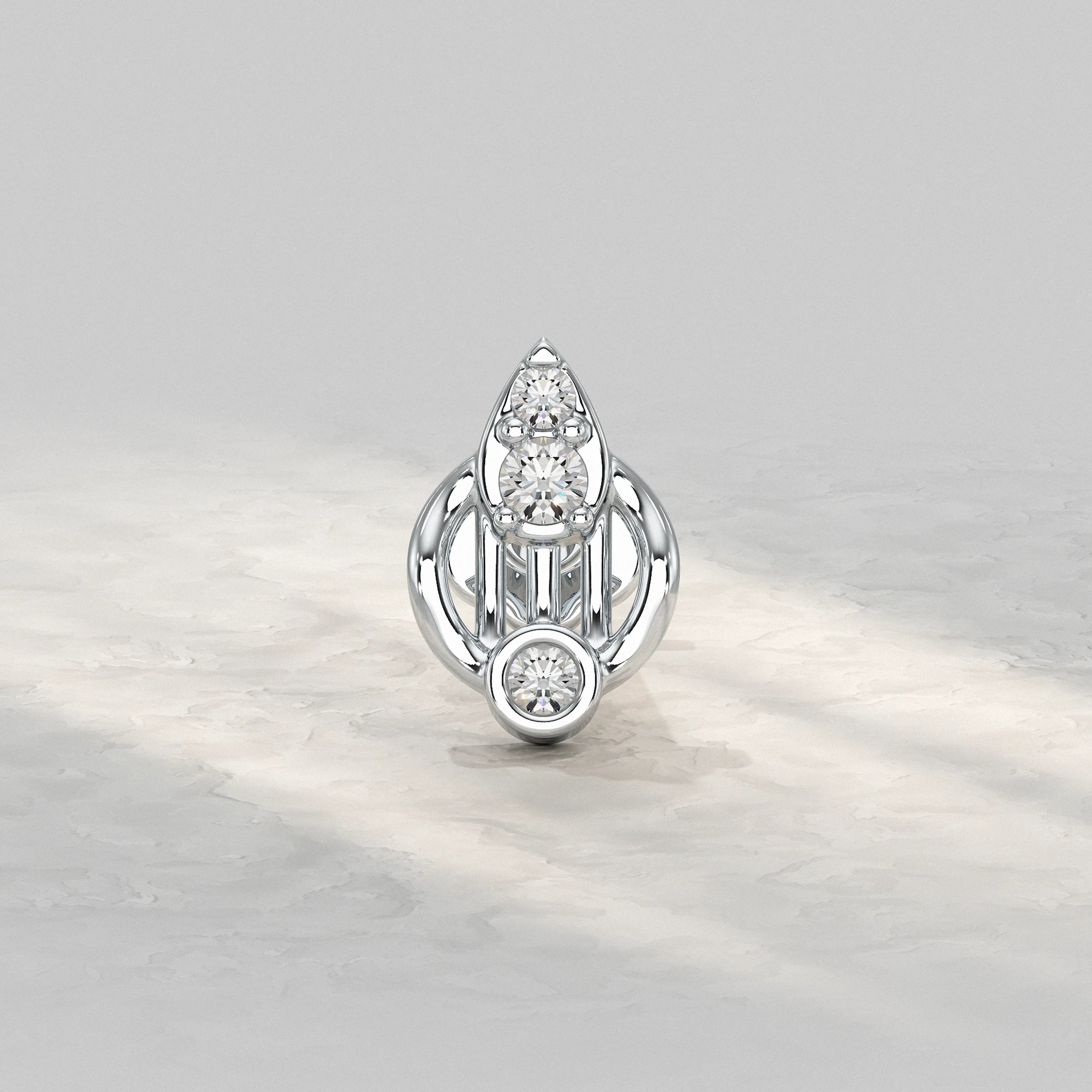 Elegant-Silver-Nose-Pin-With-Pear-Motif-And-Sparkling-Diamond-Accent