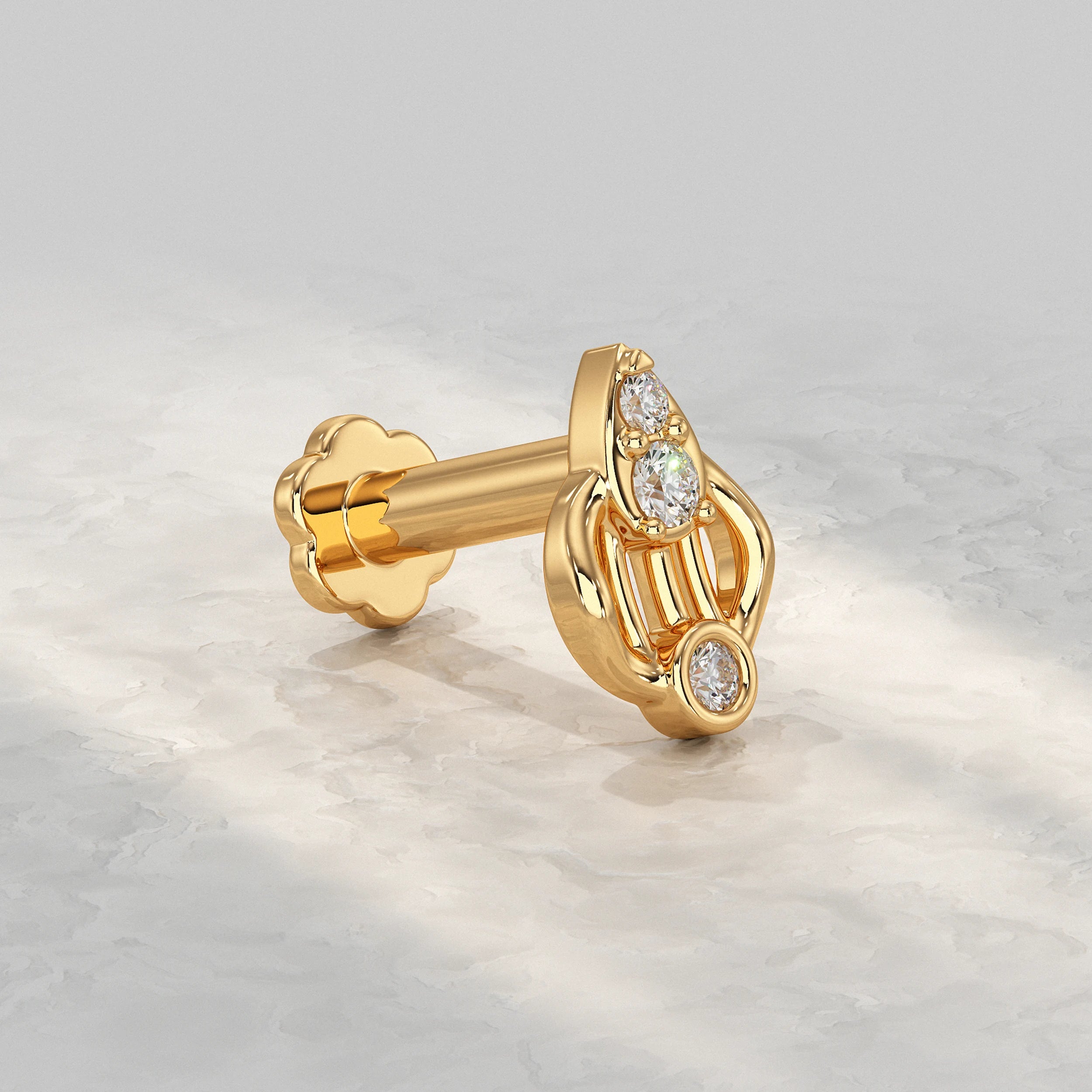Contemporary-Yellow-Gold-Nose-Stud-With-Pear-Shape-And-Round-Cut-Diamond