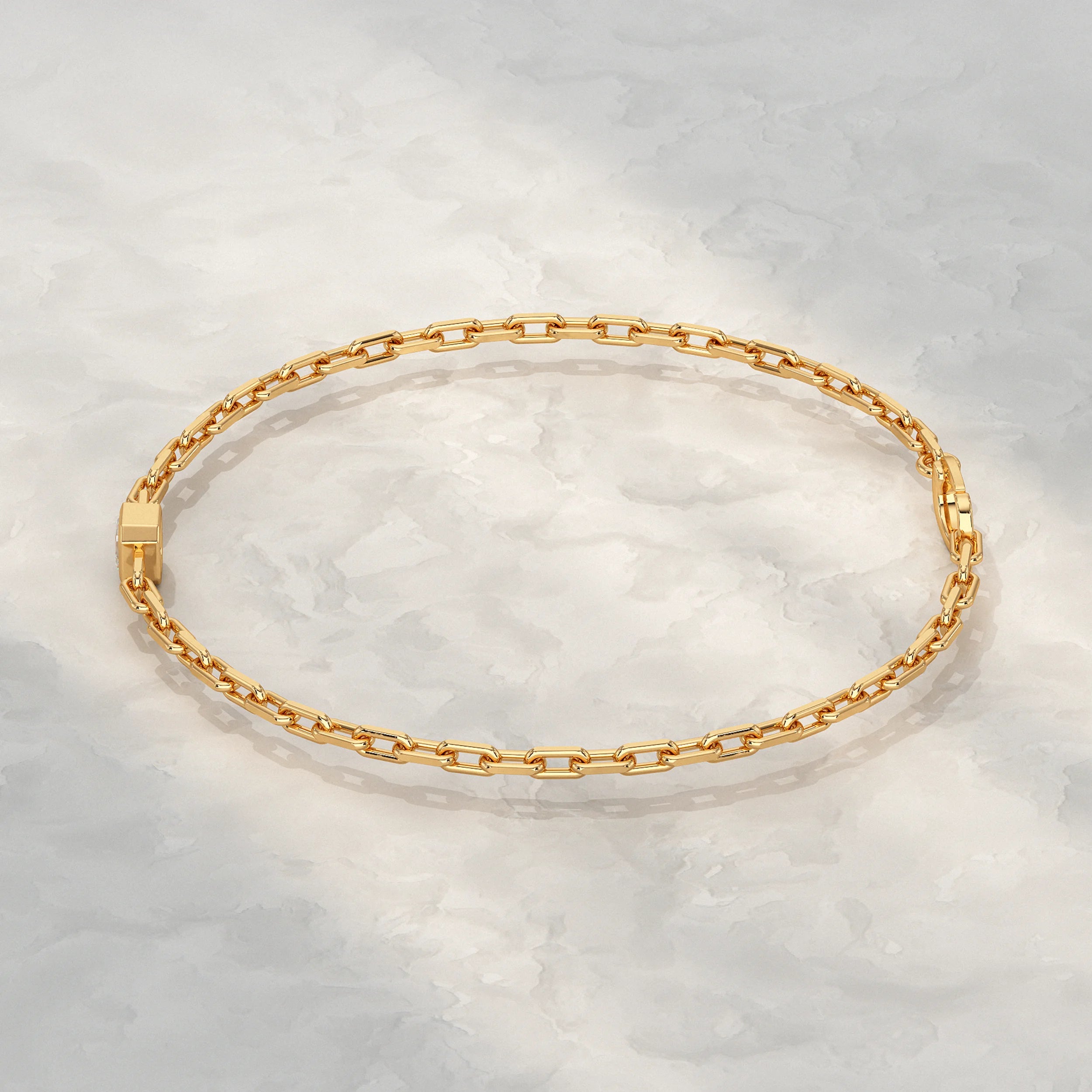 Asscher Cut Bezel Set Paper Clip Bracelet