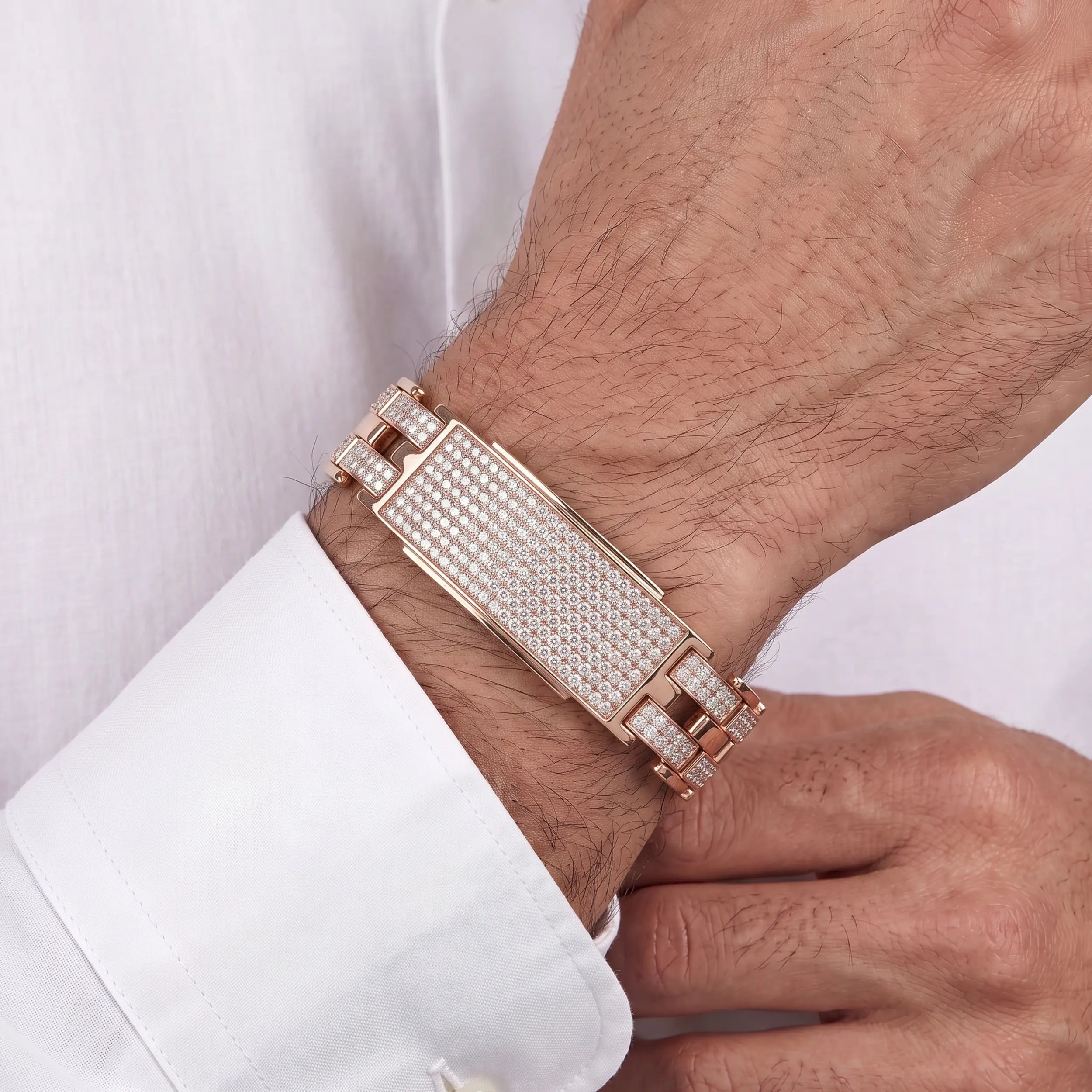 Pave Set Round Diamond Men's Bracelet