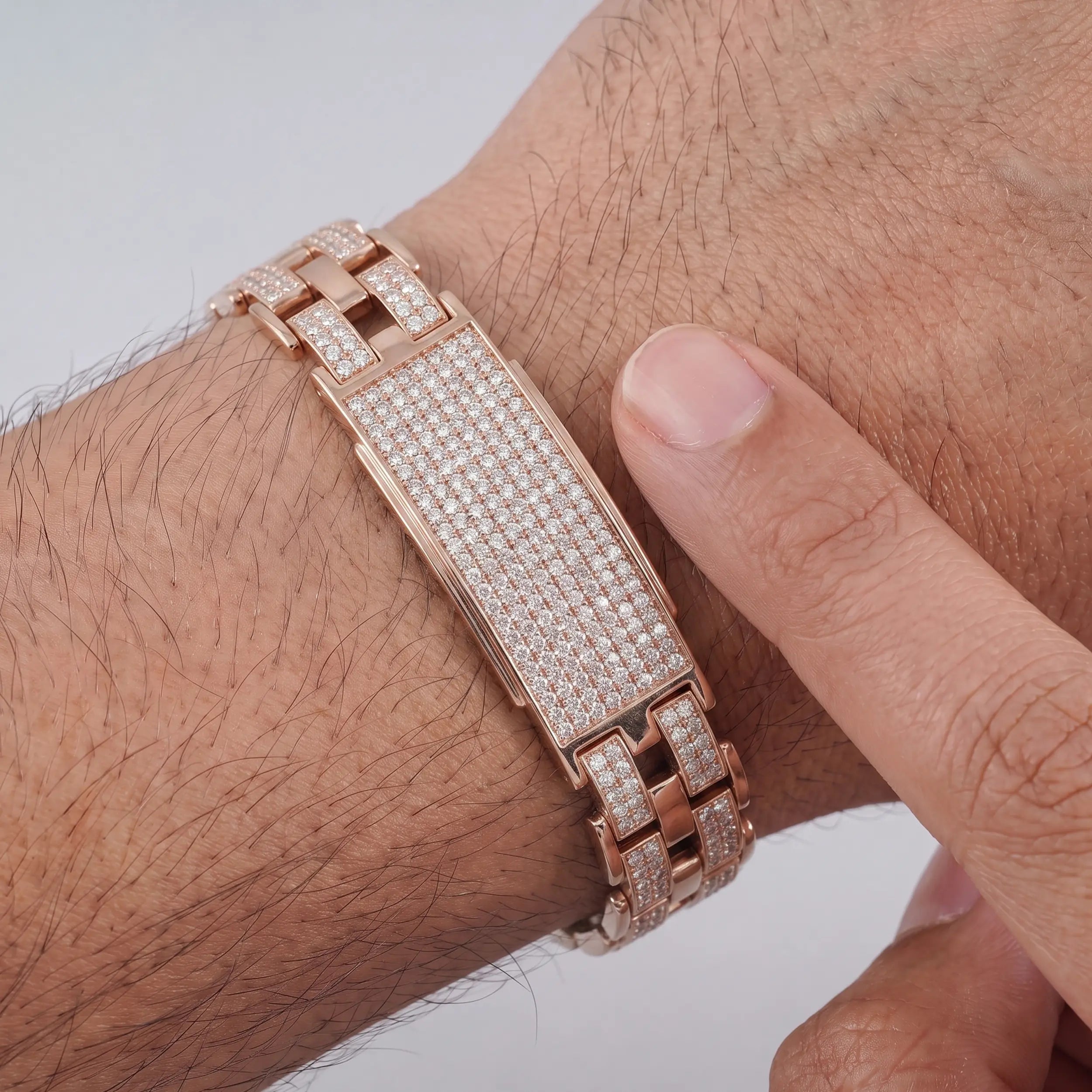 Pave Set Round Diamond Men's Bracelet