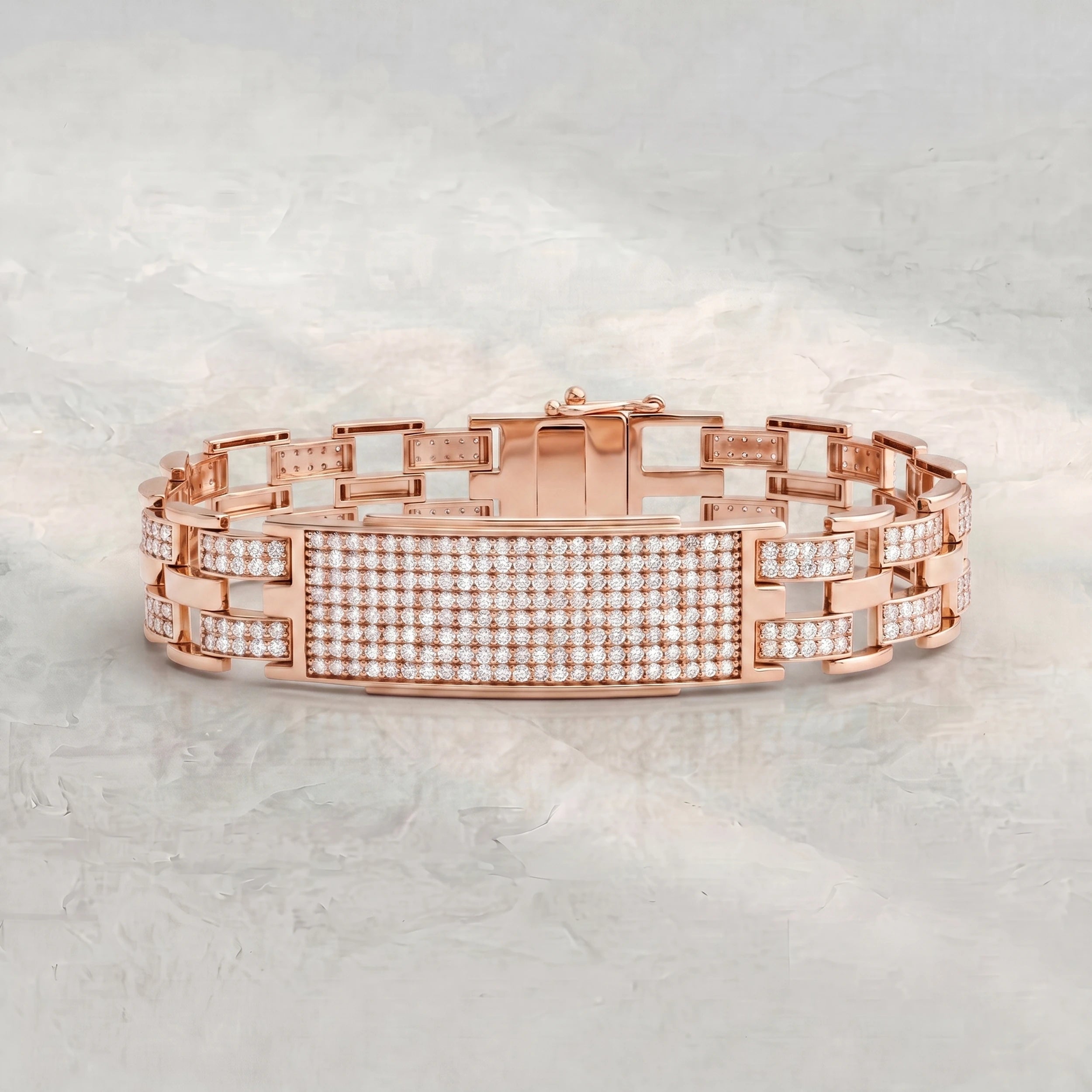 Pave Set Round Diamond Men's Bracelet